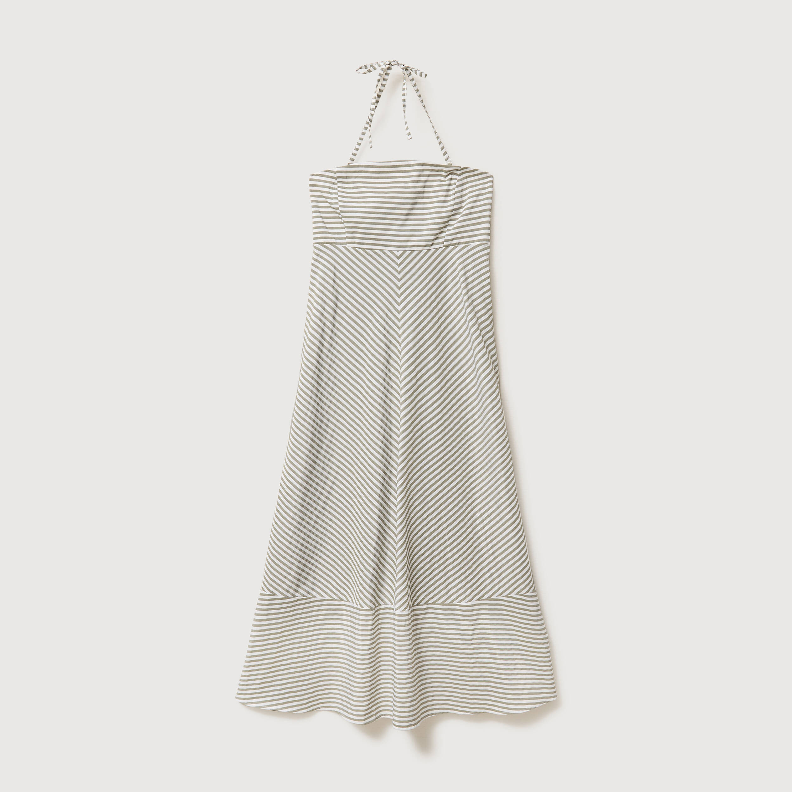 Robe longue &eacute;vas&eacute;e &agrave; bretelles bleu gris femme