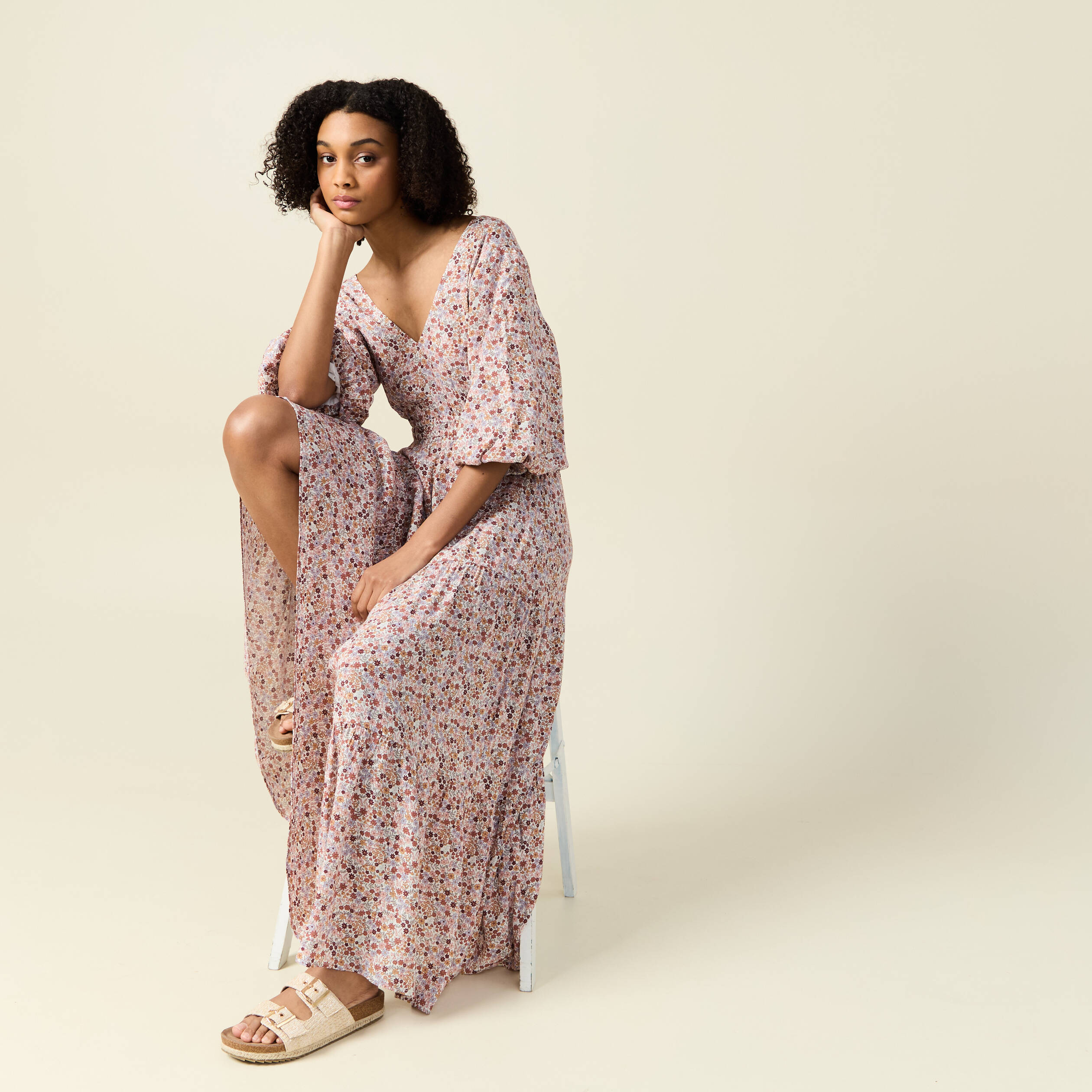 robe longue evasee ivoire femme Robe longue évasée ivoire femme