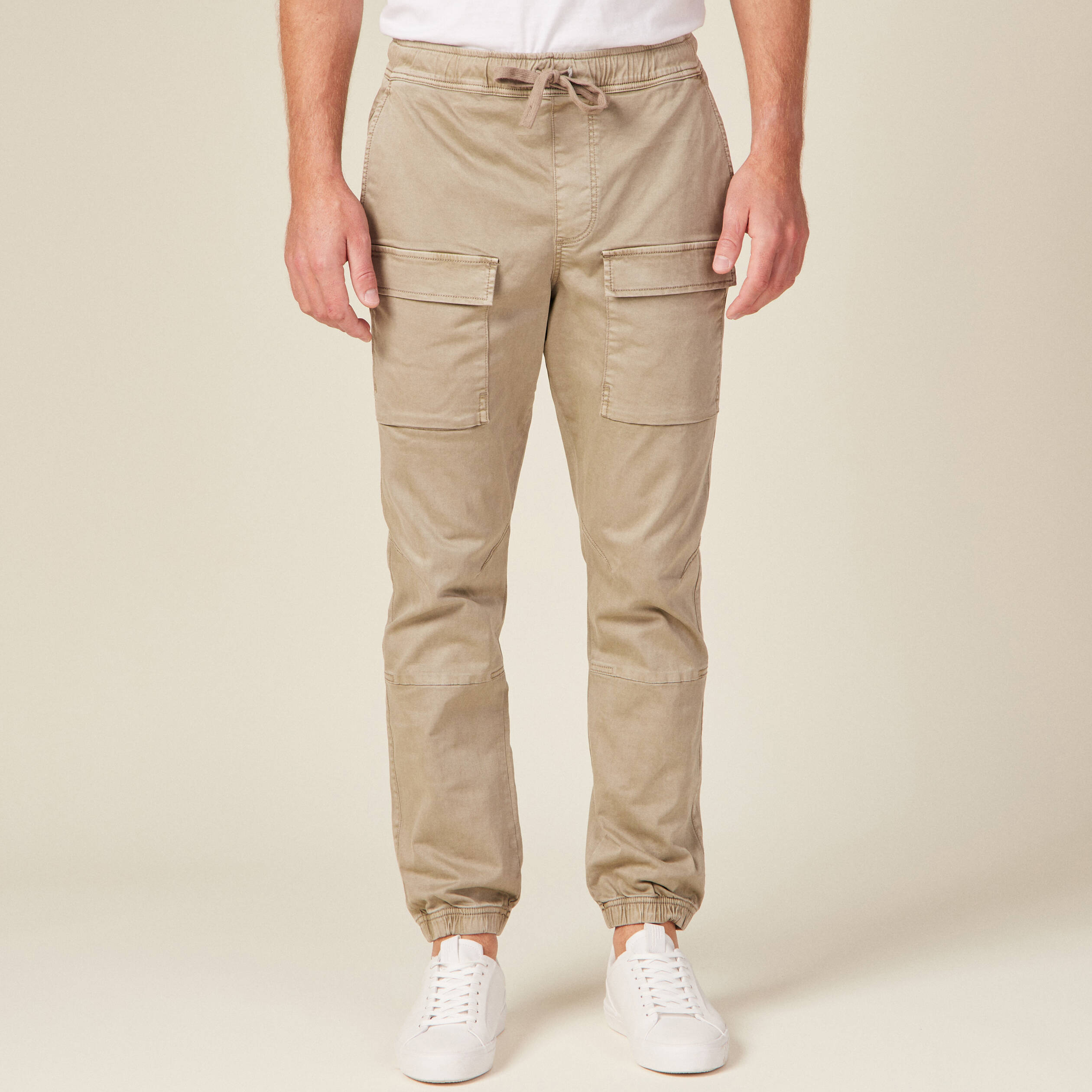 Pantalon battle élastiqué vert kaki homme