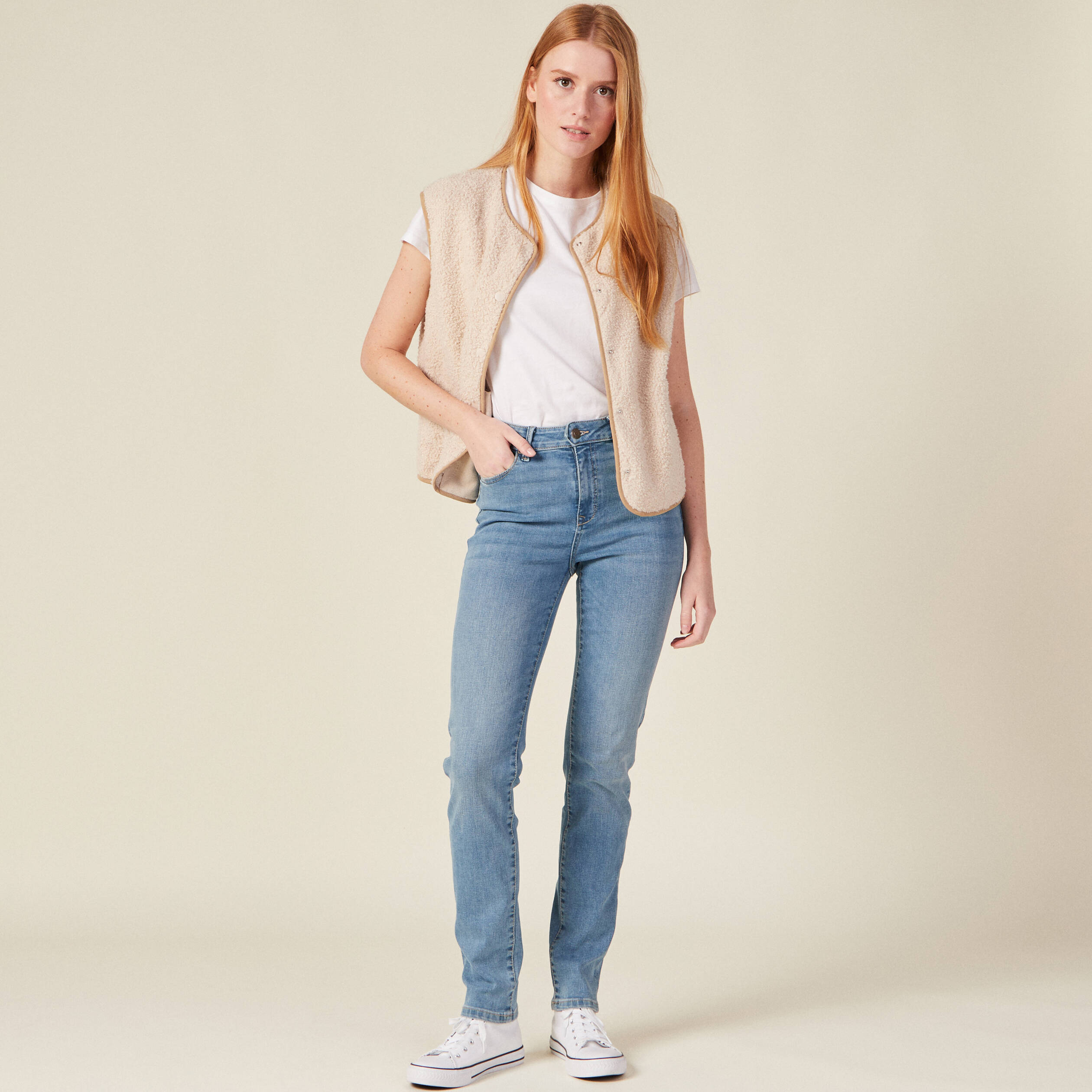 Jeans slim taille haute denim used femme Vibs