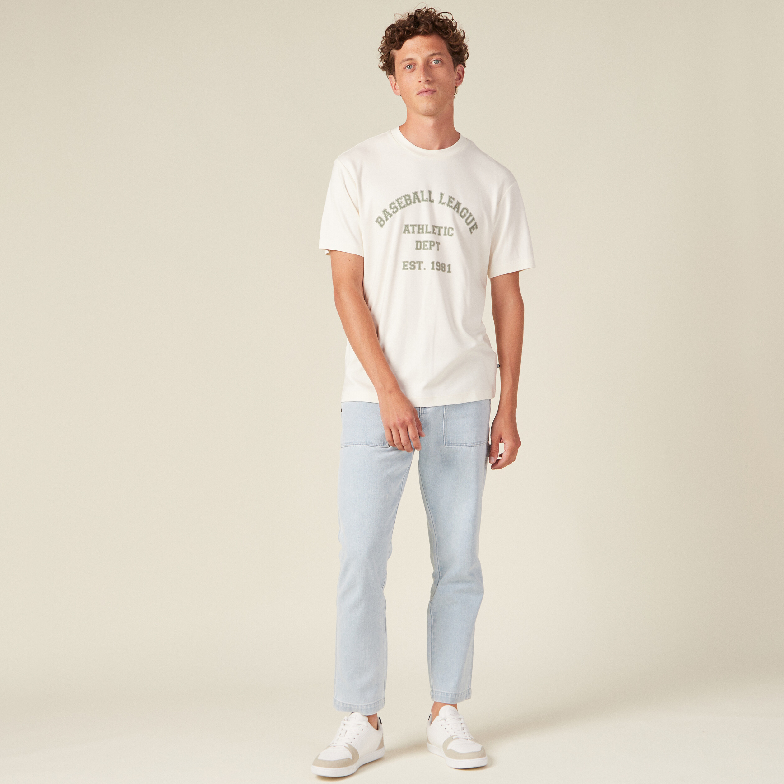 T-shirt manches courtes ecru homme