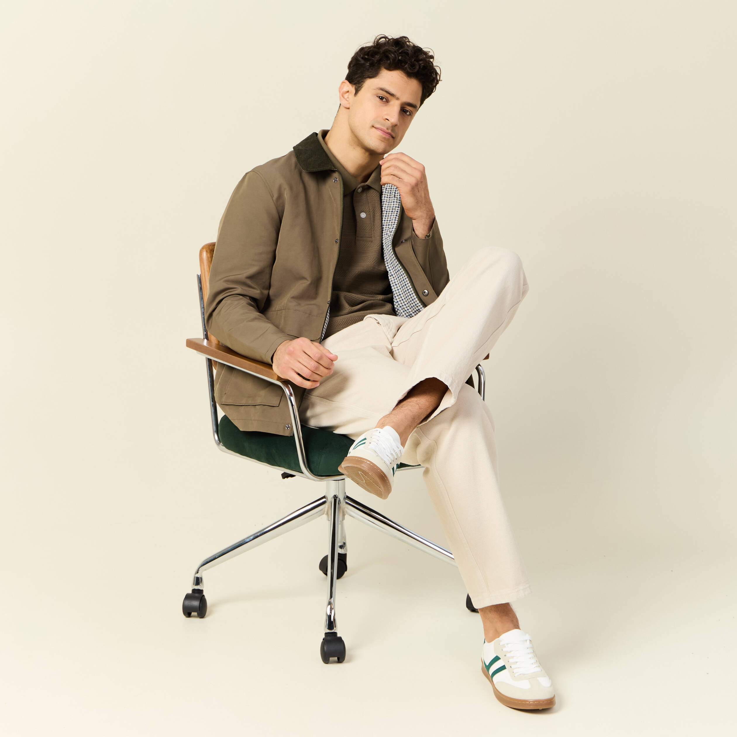 Polo manches courtes vert kaki homme