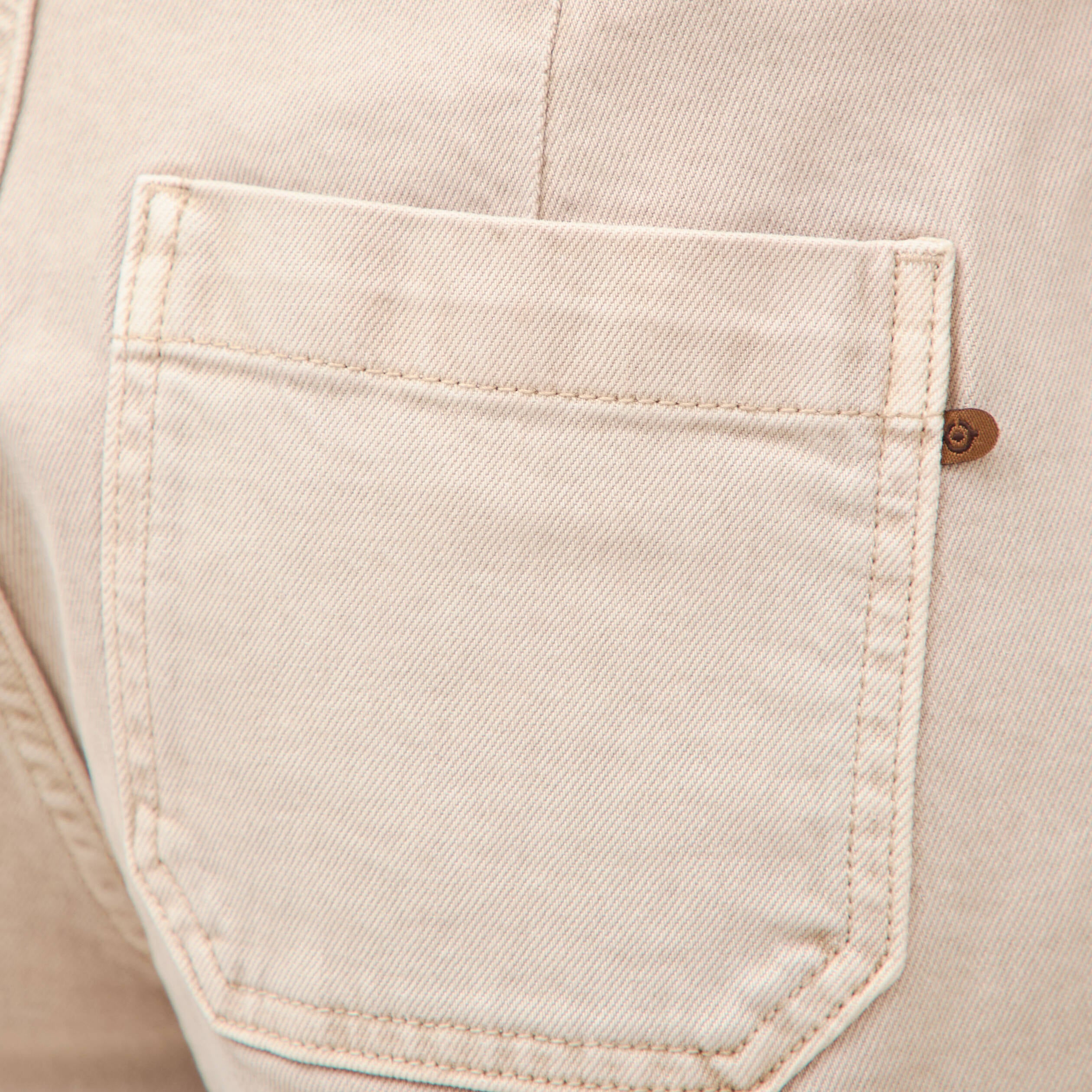 Short en jean taille haute beige femme