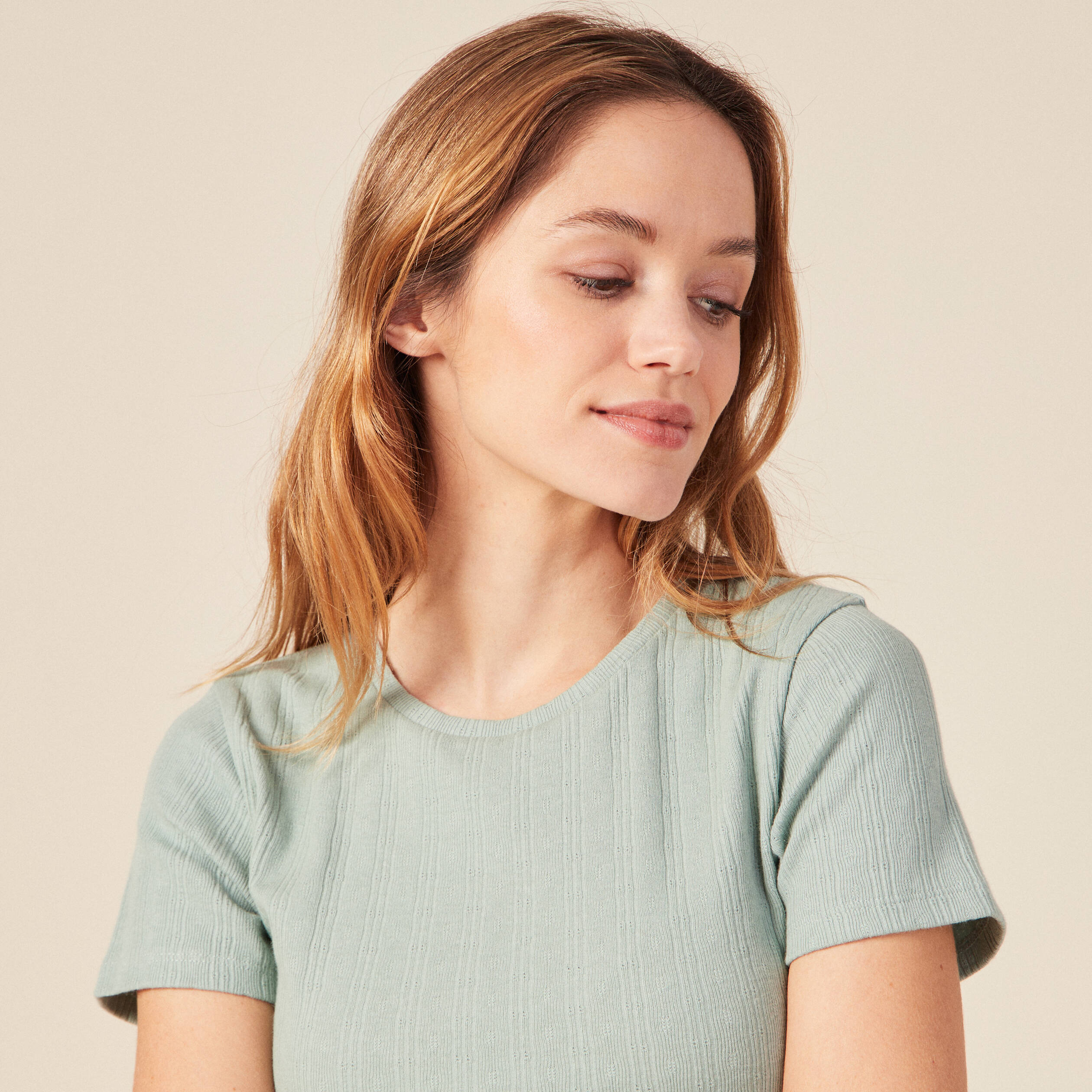 T-shirt Manches Courtes Vert Olive Femme Cache Cache