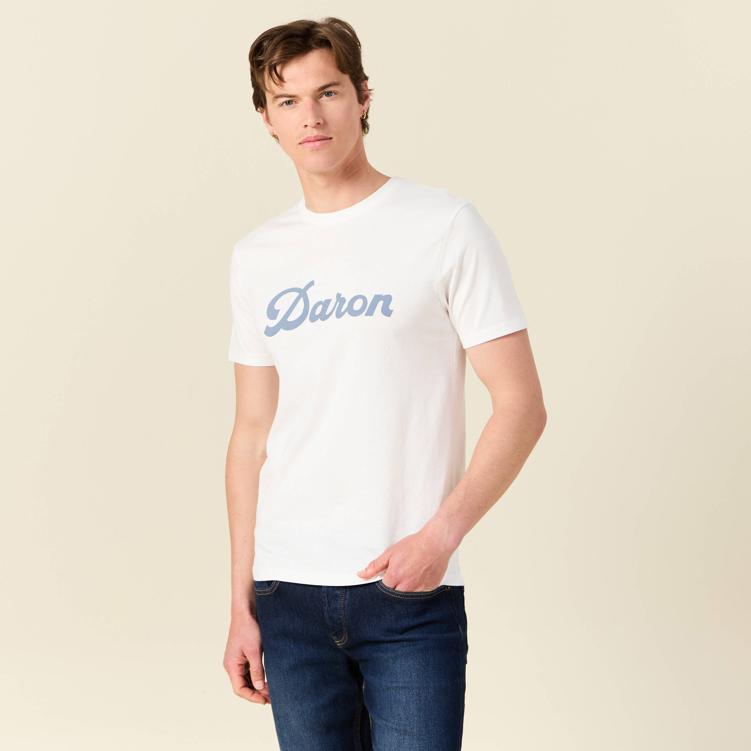 t shirt manches courtes ecru homme T-shirt manches courtes ecru homme