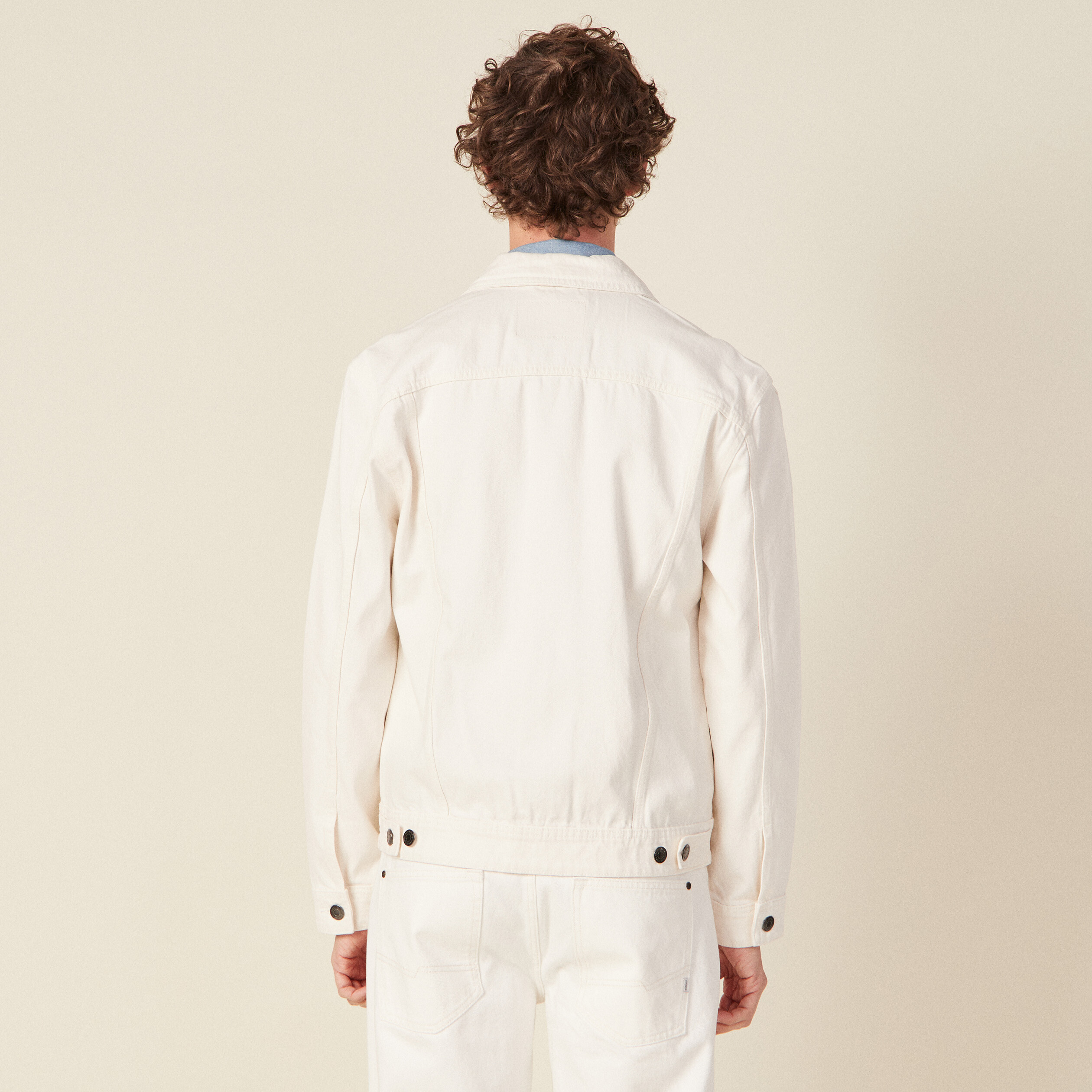 Veste droite boutonn en jean denim blanc homme Vibs