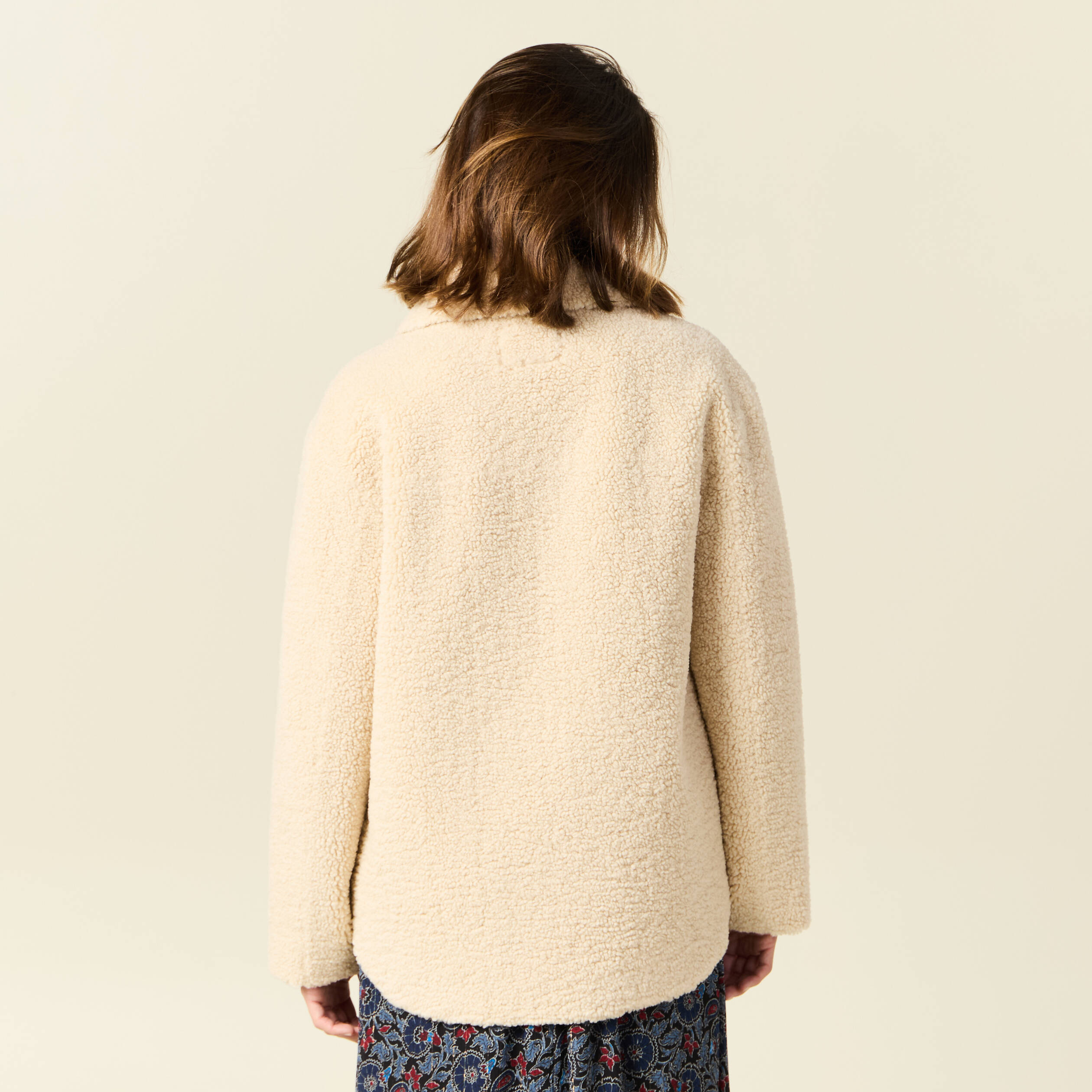 manteau surchemise droit creme femme Manteau surchemise droit creme femme