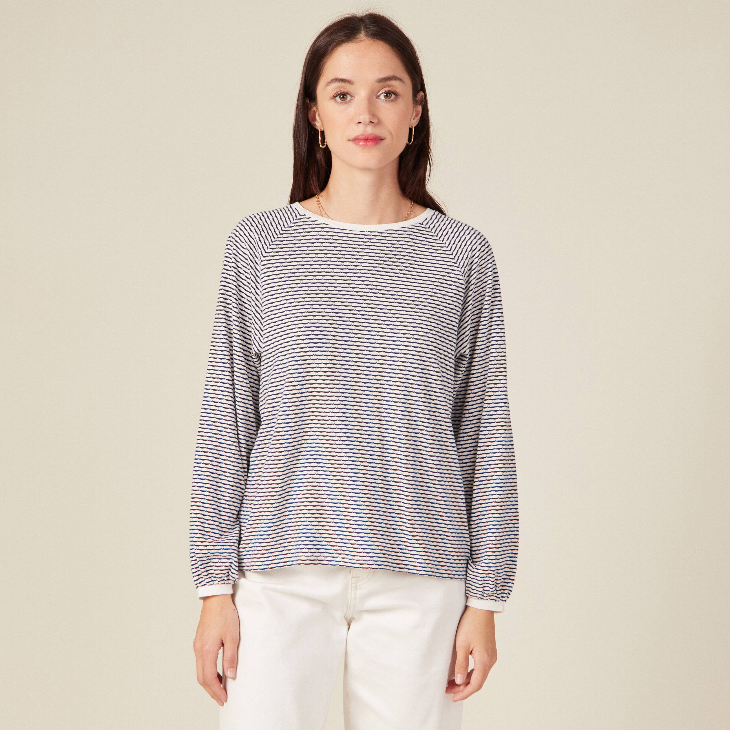 t shirt manches longues ecru femme T-shirt manches longues ecru femme