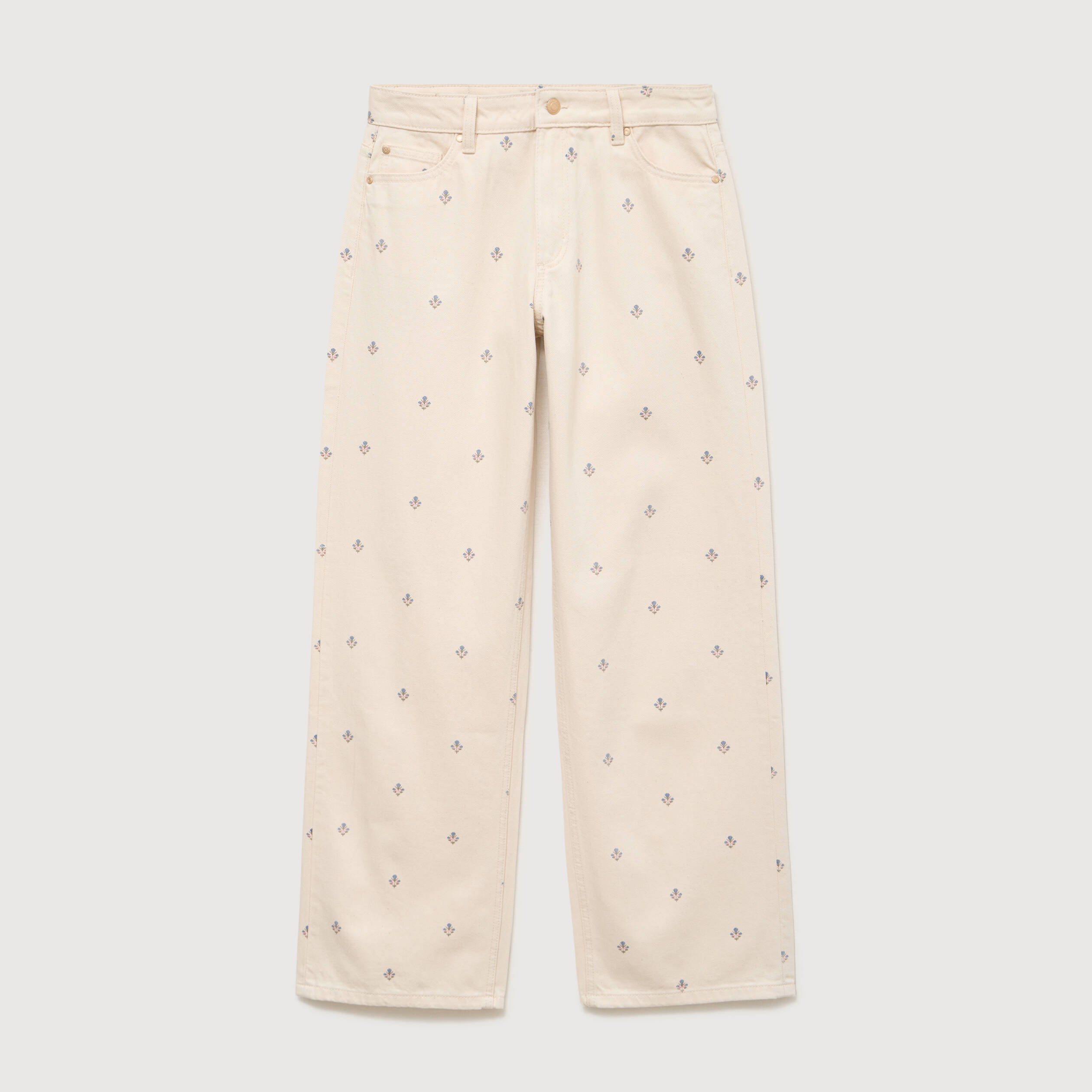 Jeans wide leg taille standard blanc femme