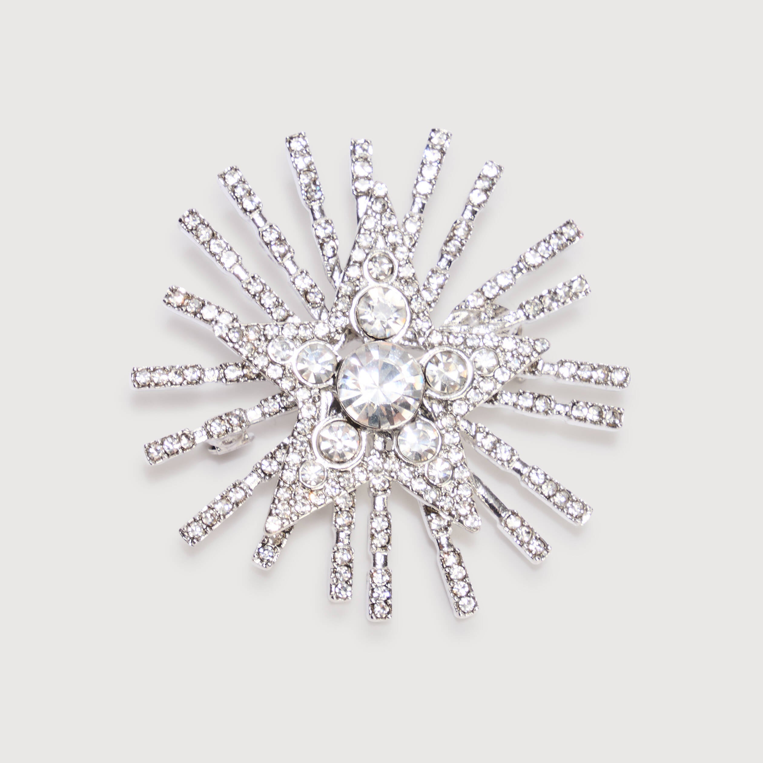 Broche avec strass couleur argent femme