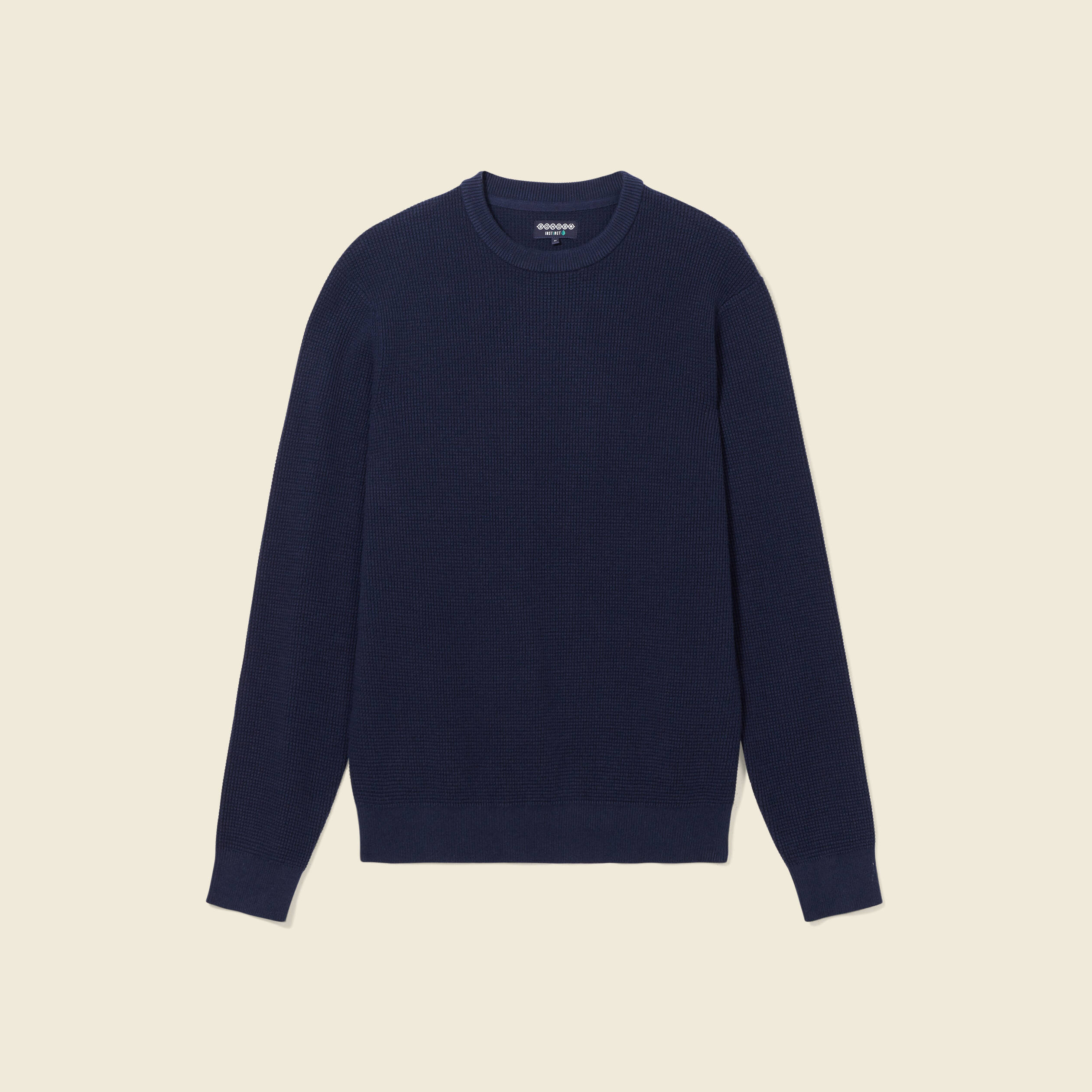 Pull manches longues col rond bleu foncé homme