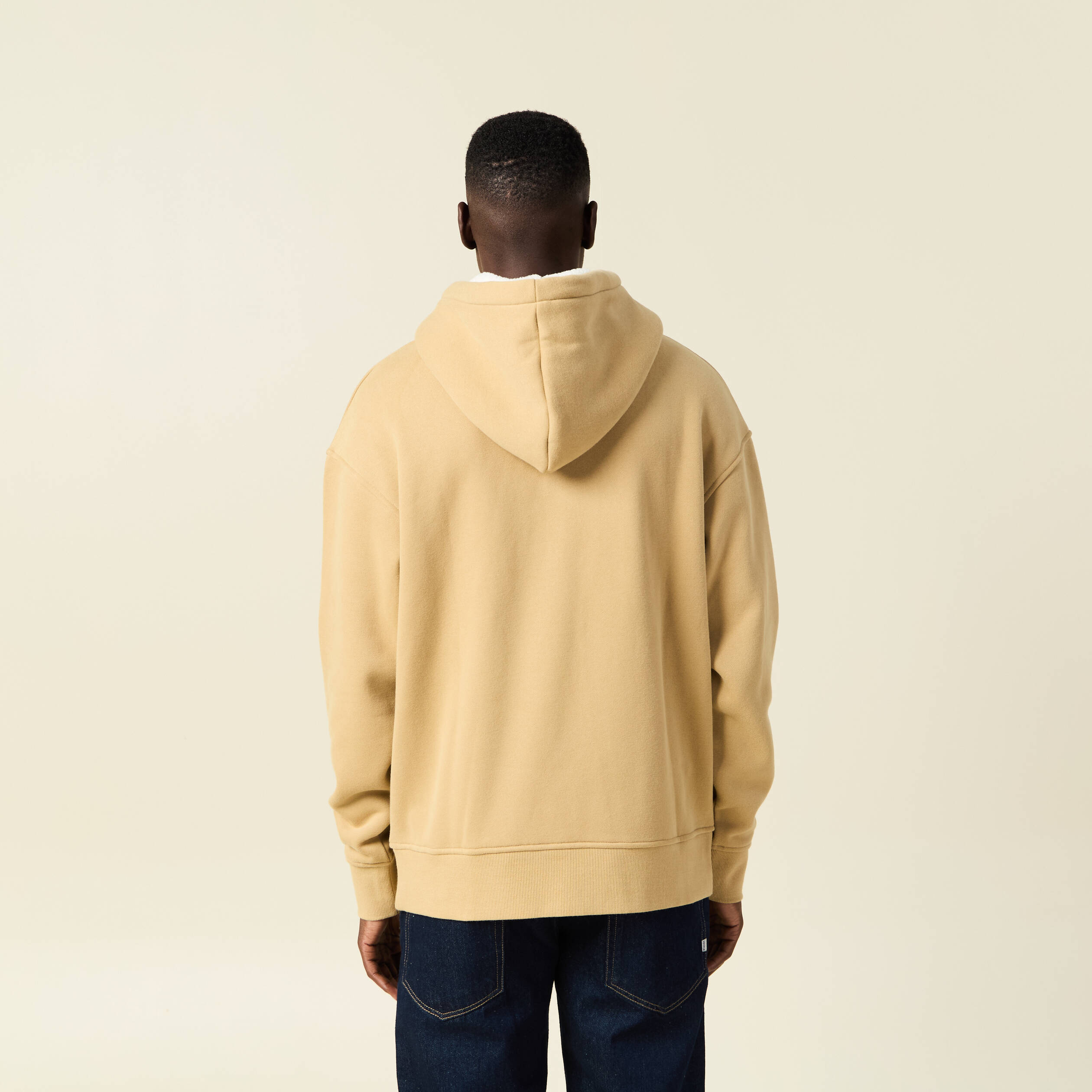 sweat a capuche doublee beige homme Sweat à capuche doublée beige homme