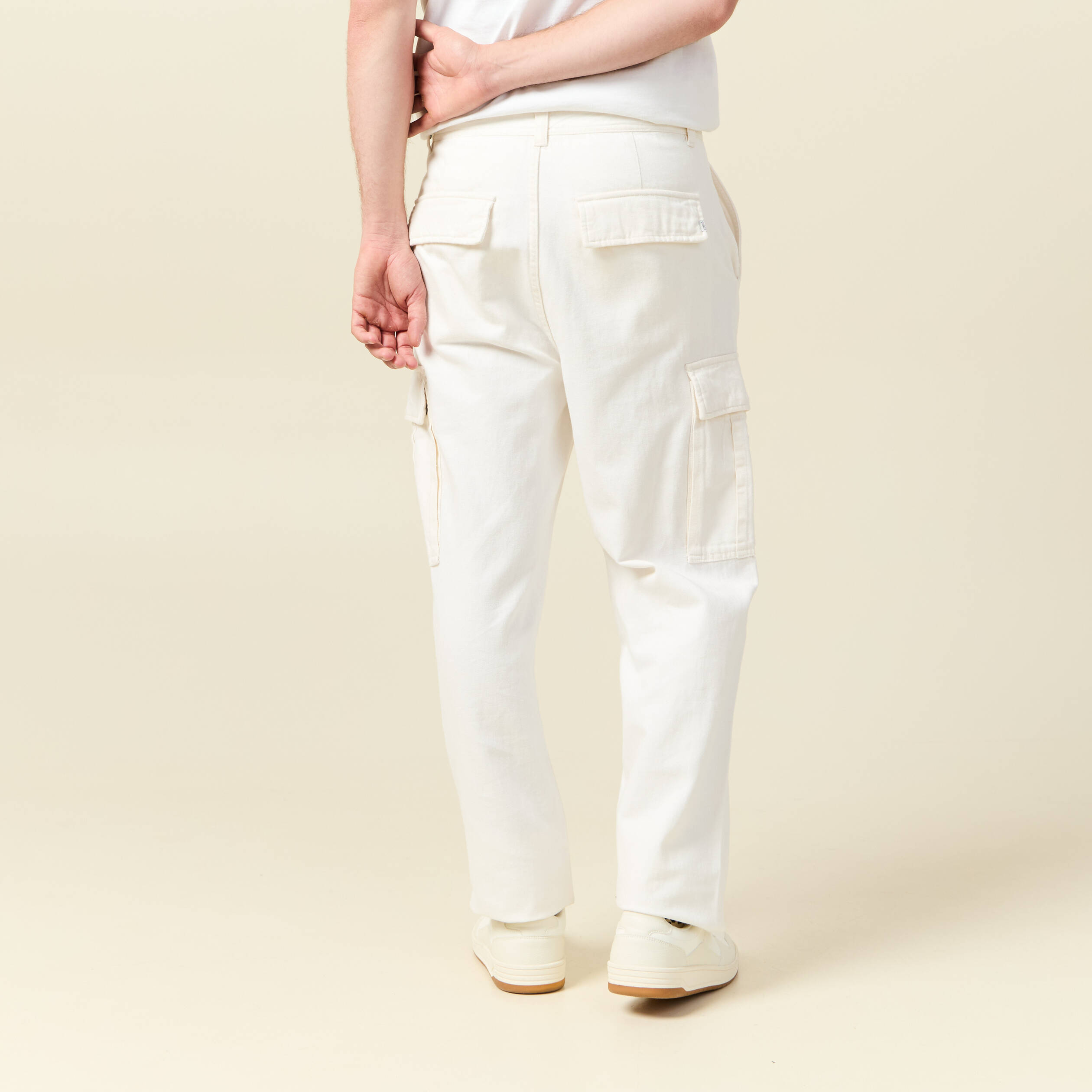 Pantalon cargo large longueur 32 ecru homme
