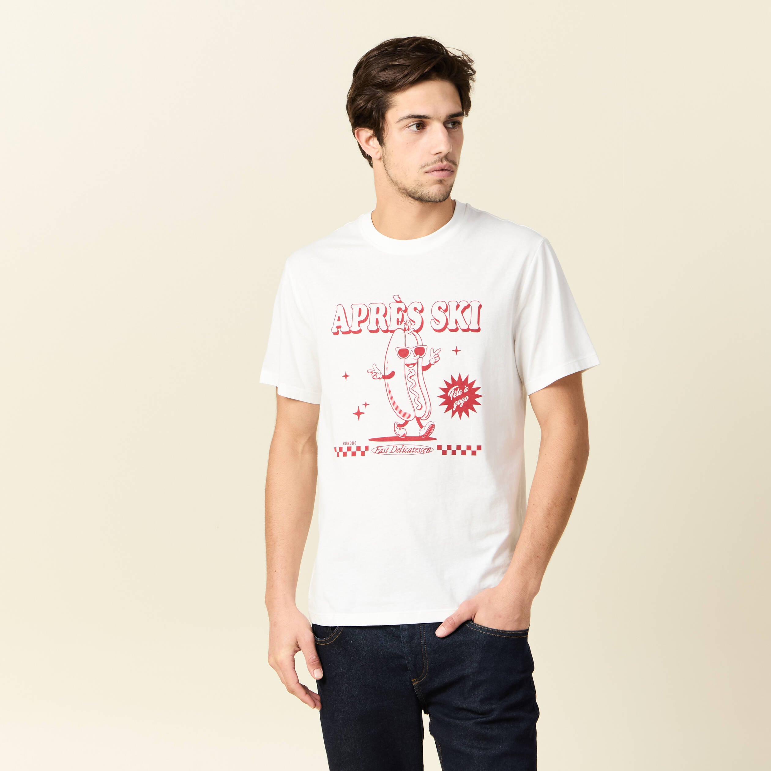 T-shirt manches courtes ecru homme