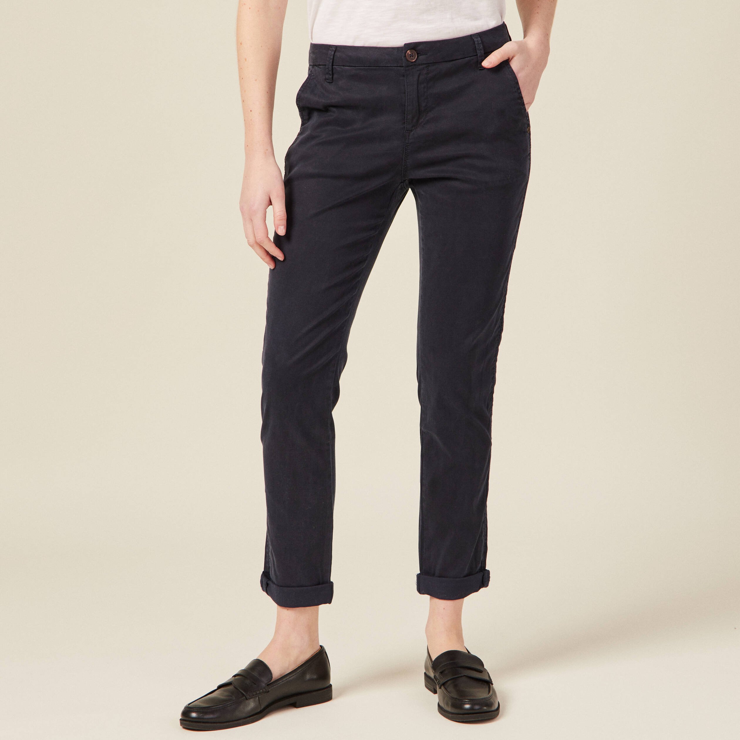 pantalon chino instinct bleu fonce femme Pantalon chino Instinct bleu foncé femme