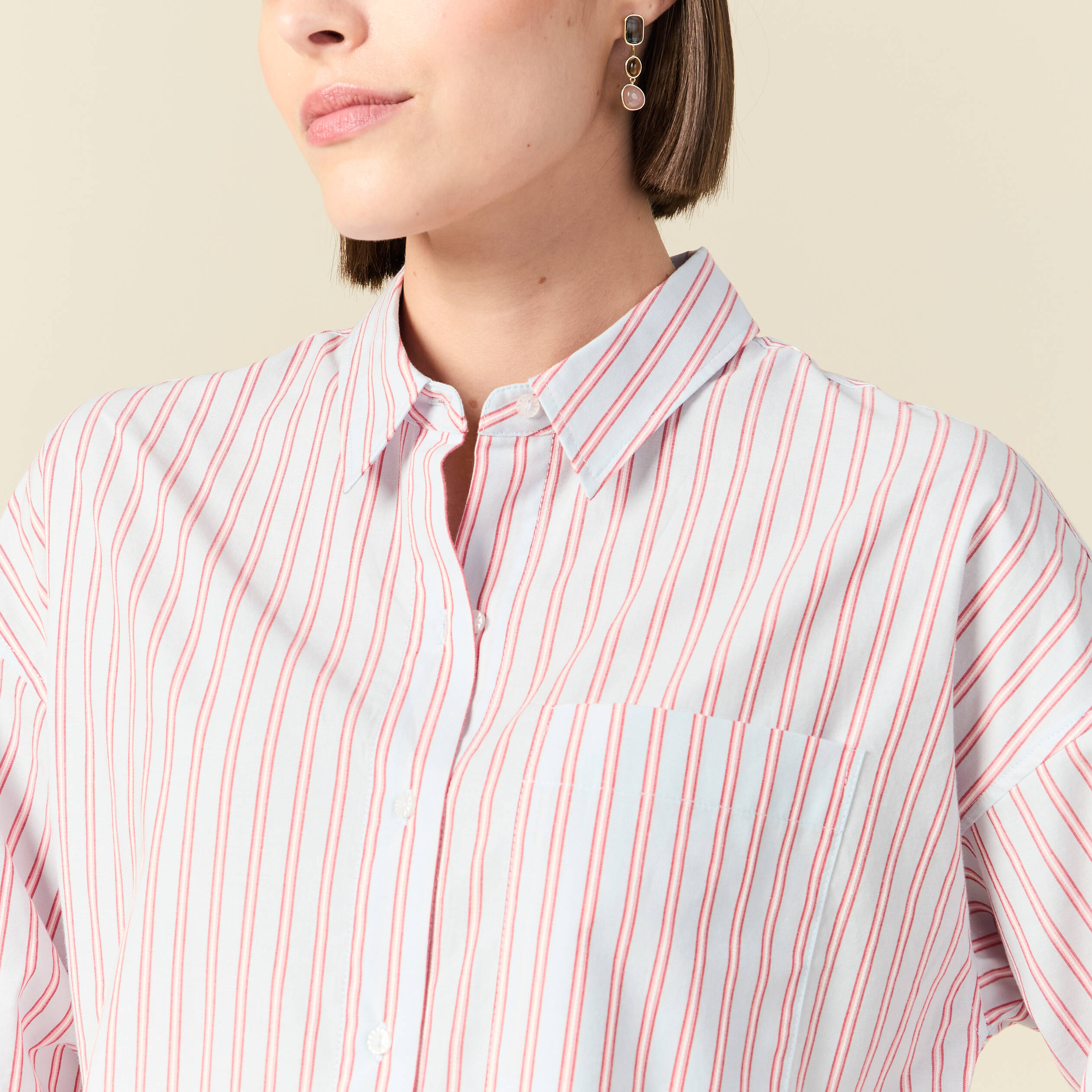 Chemise oversize en coton bleu ciel femme
