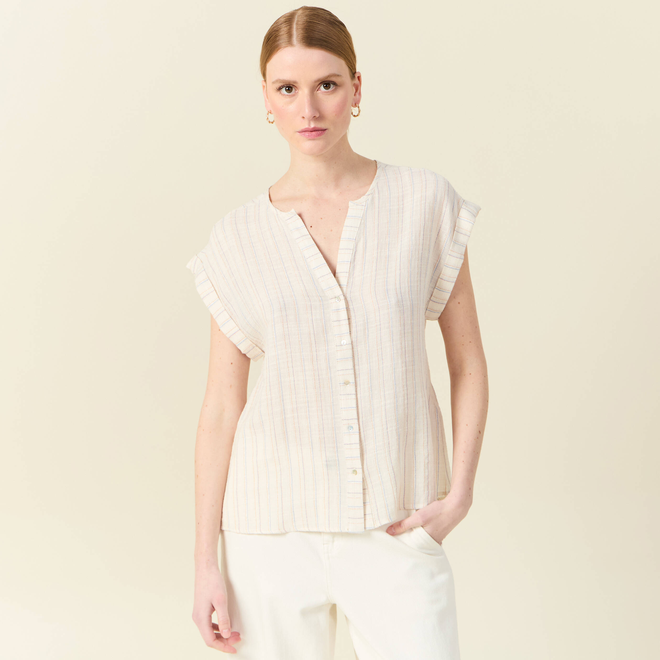 chemise manches courtes creme femme Chemise manches courtes creme femme