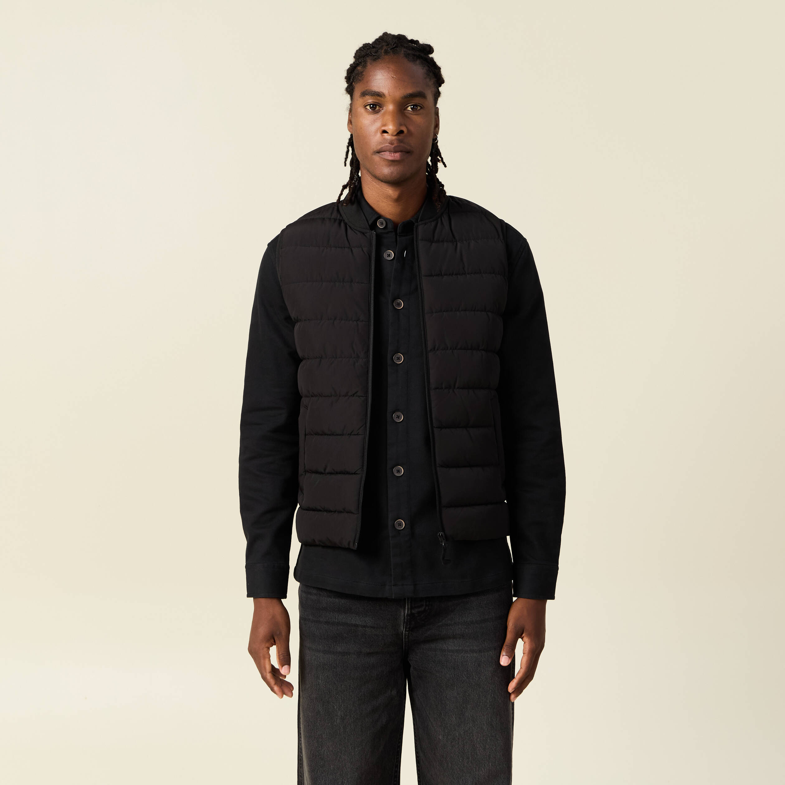 Doudoune courte sans manches noir homme
