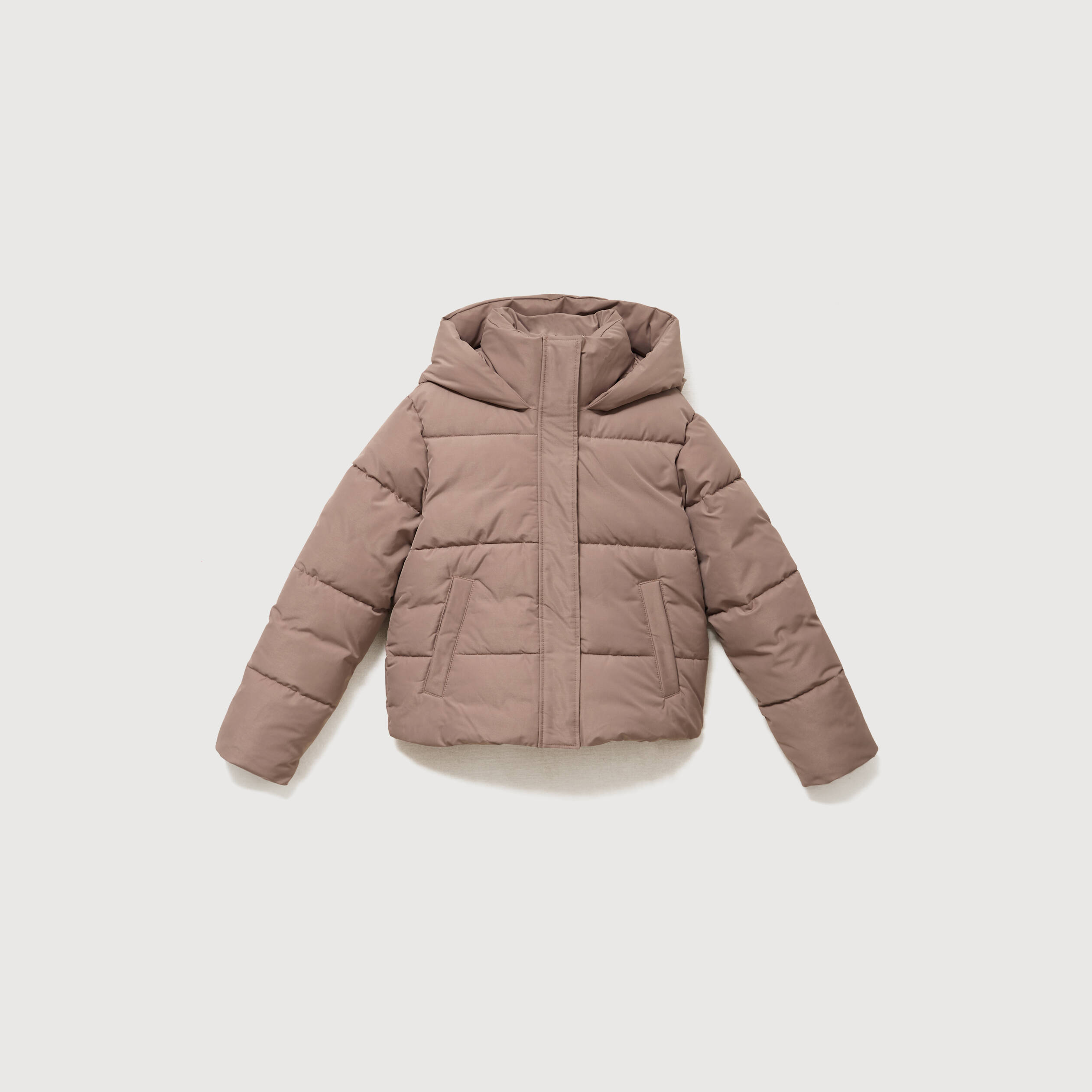Doudoune &agrave; capuche taupe femme