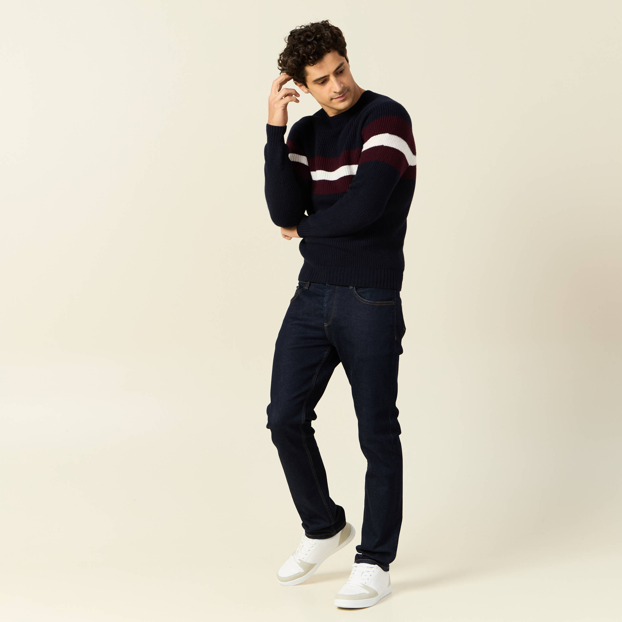 pull manches longues fabrique en france bleu marine homme Pull manches longues fabriqué en France bleu marine homme