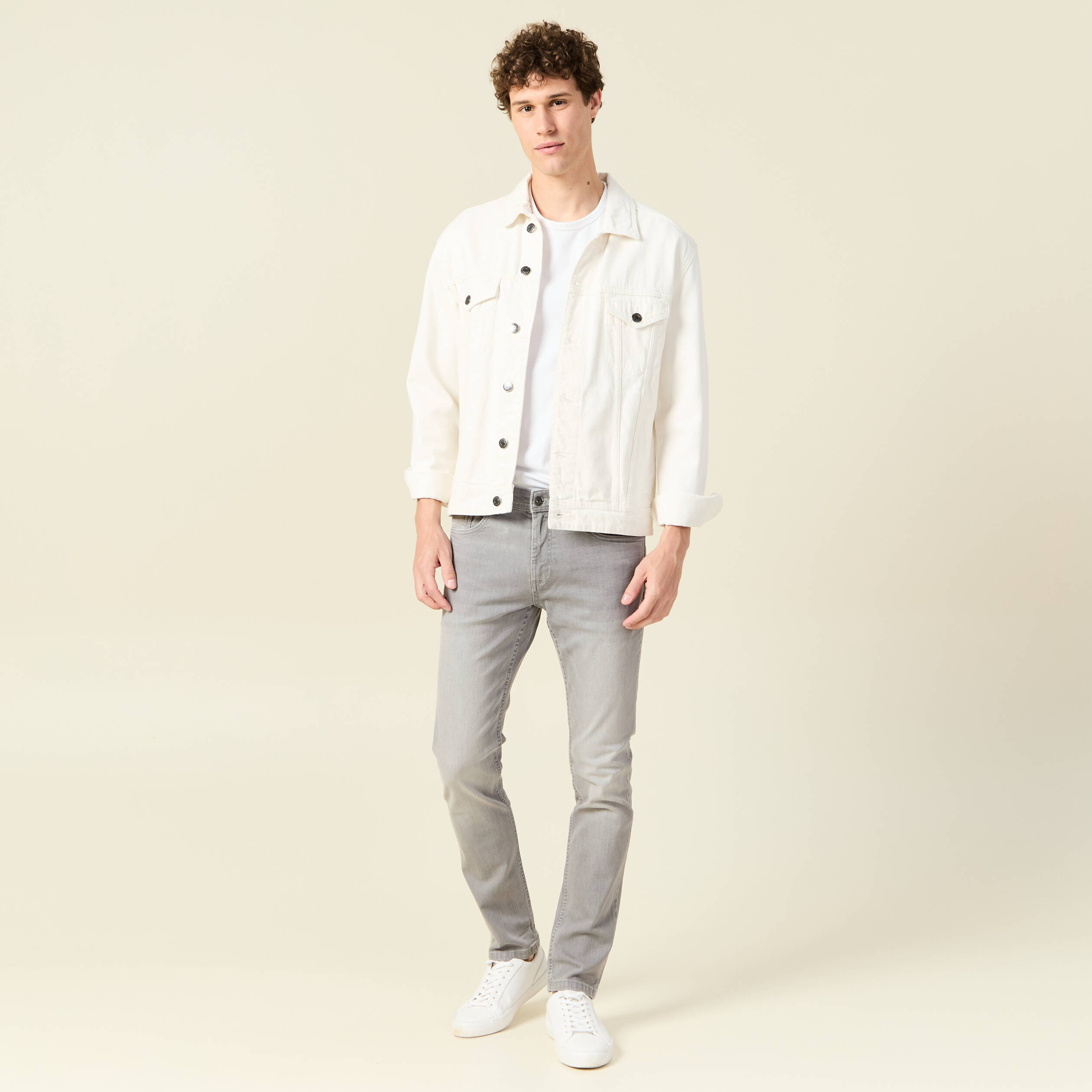 Jeans slim éco-responsable denim snow gris homme