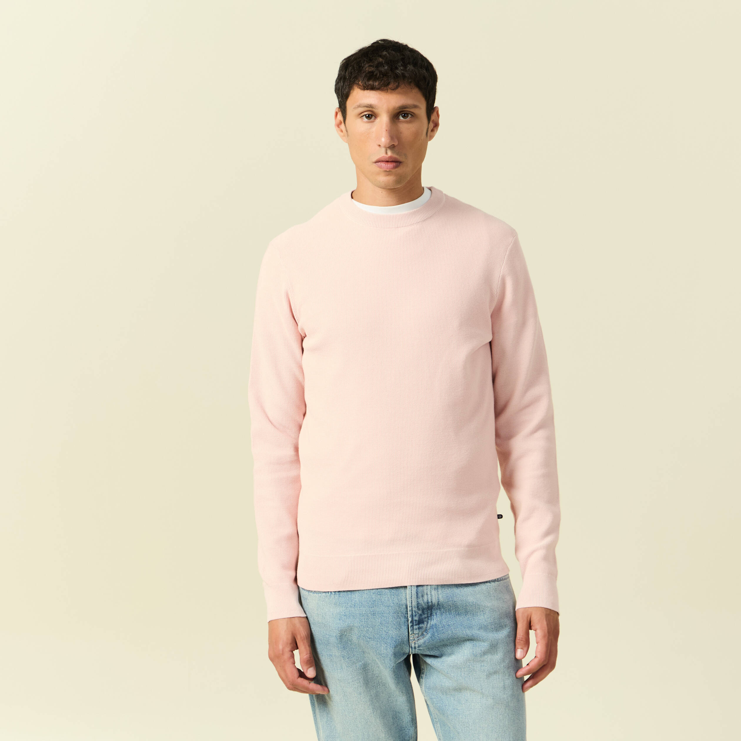 Pull à col rond en maille duveteuse fille rose Pull à col rond en maille duveteuse fille rose