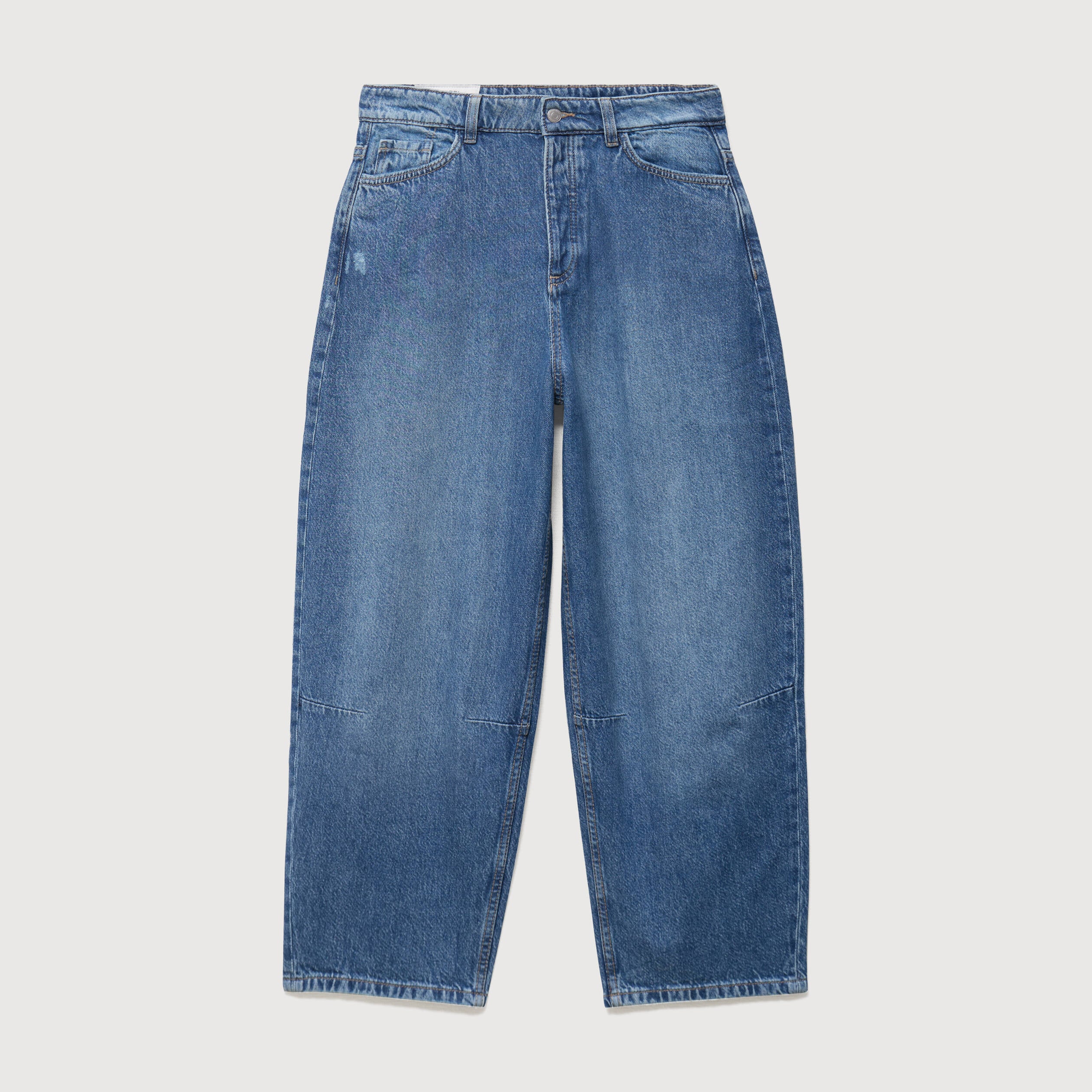Jeans barrel 7/8&egrave;me taille standard denim used femme