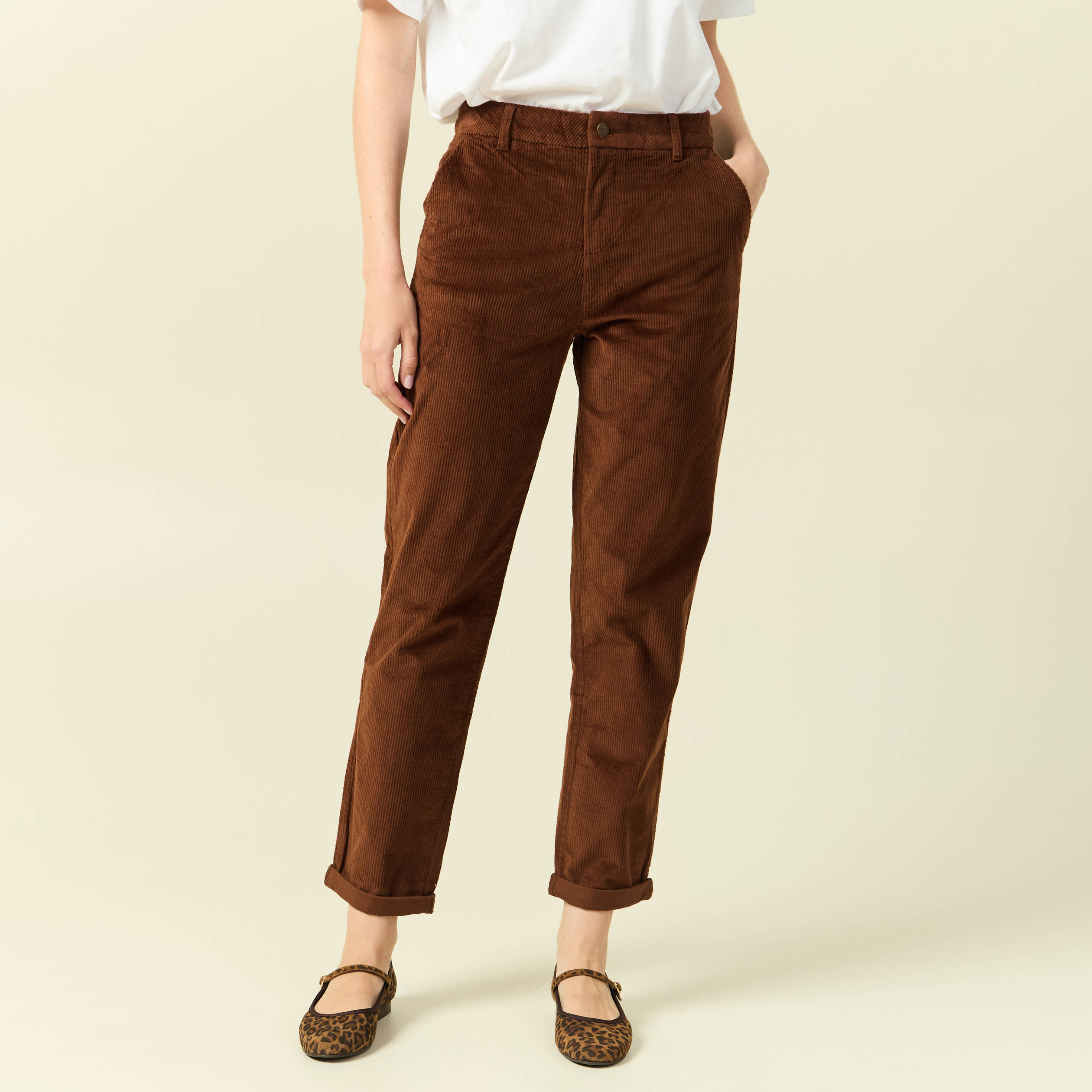 PAULANO Pantalon bavarois Dames T 36 brun style décontracté