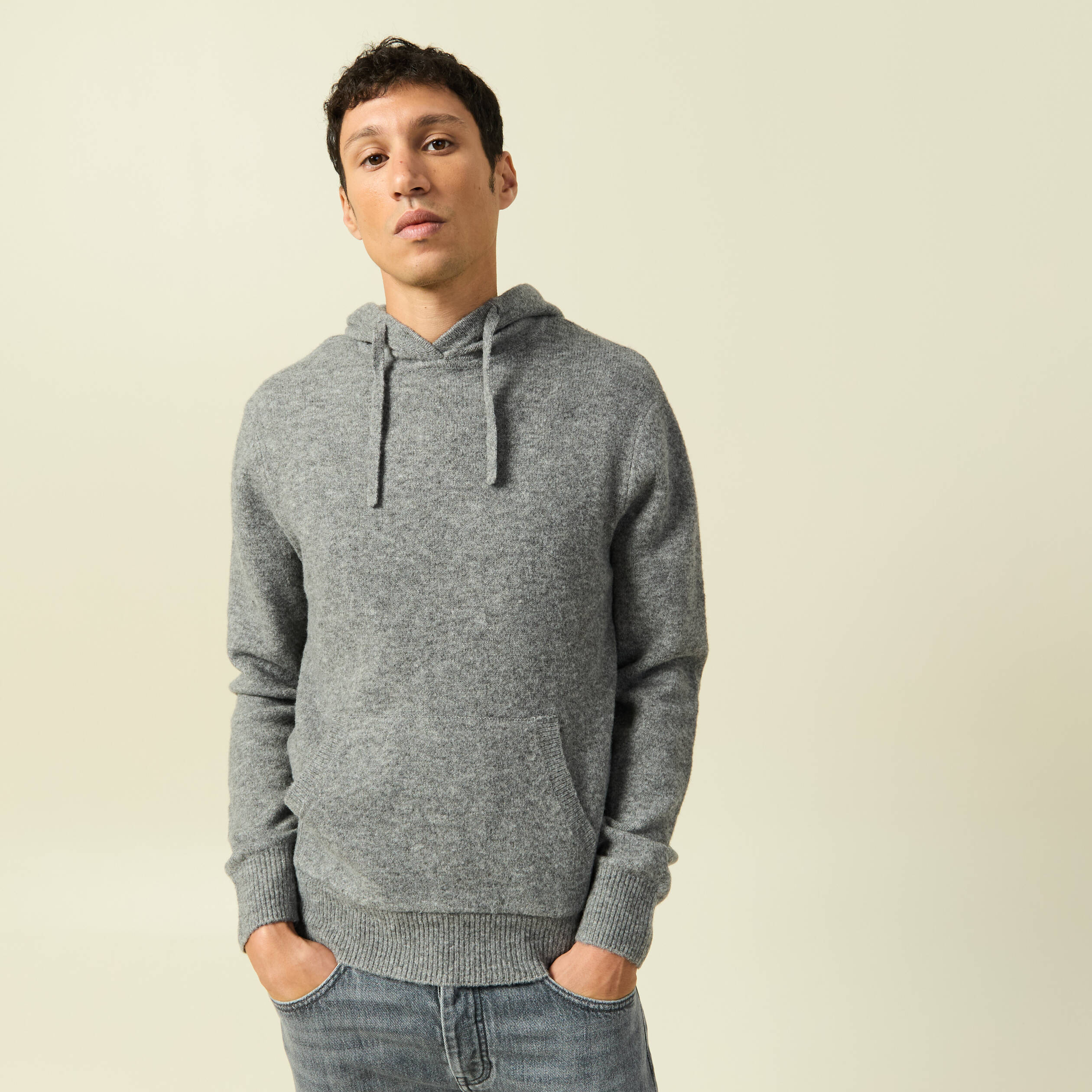 Sweat à Capuche Demi Zip Manches Longues Vert