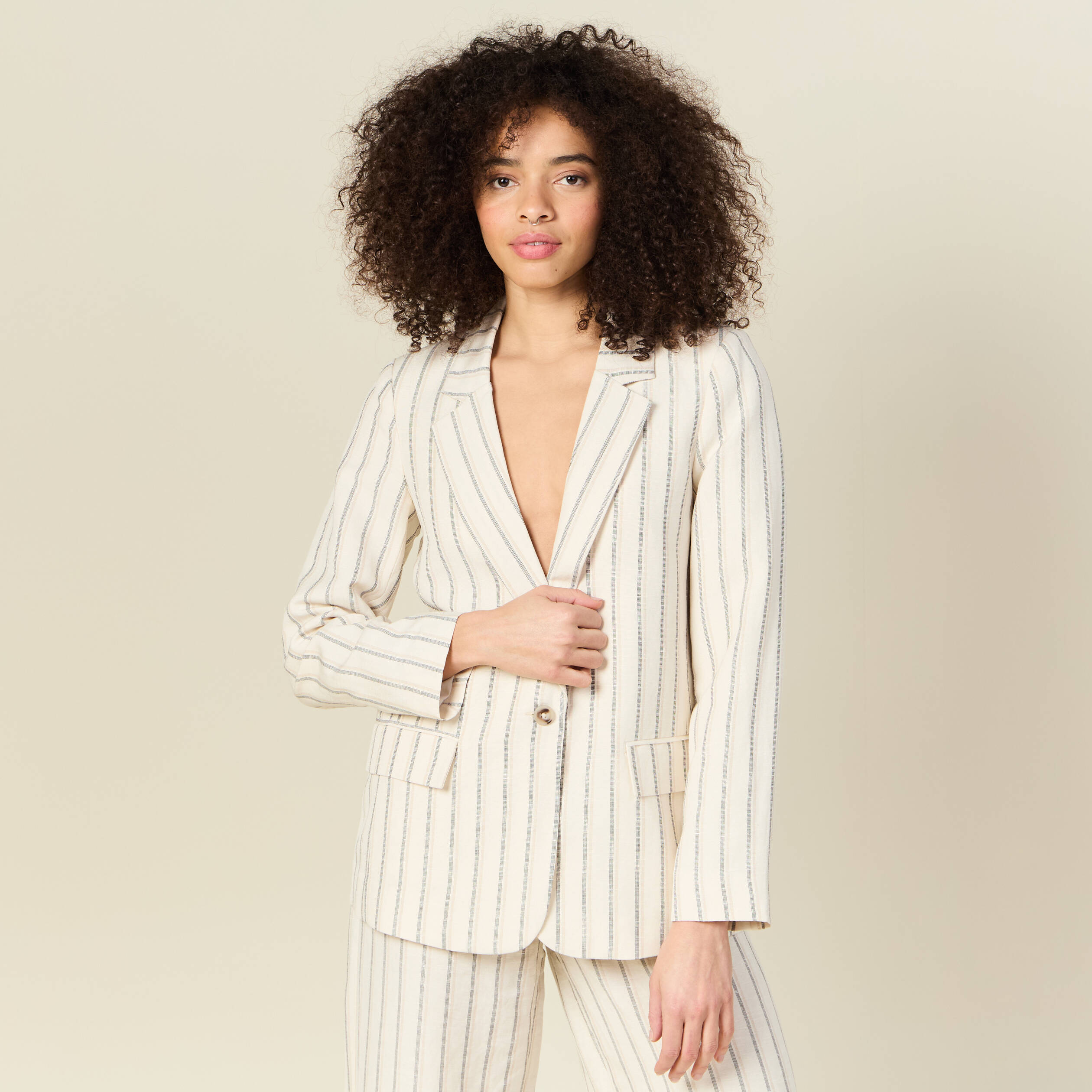Veste blazer manches longues blanc femme