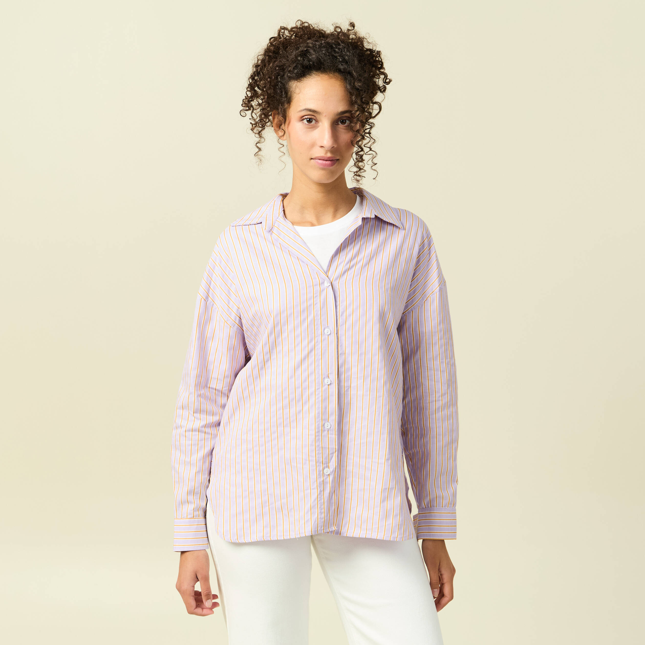 Chemise oversize en coton bleu ciel femme