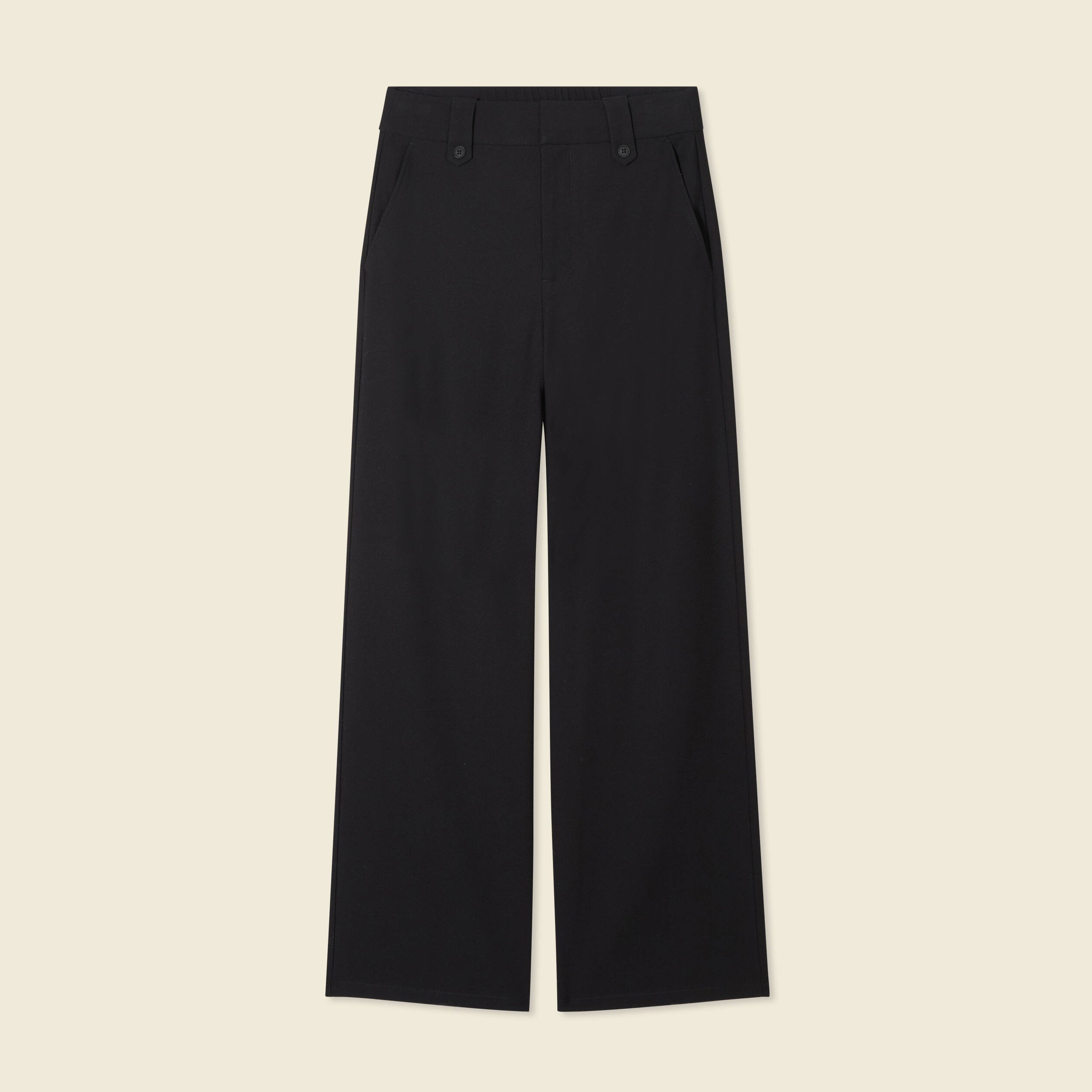 Pantalon large taille haute noir femme