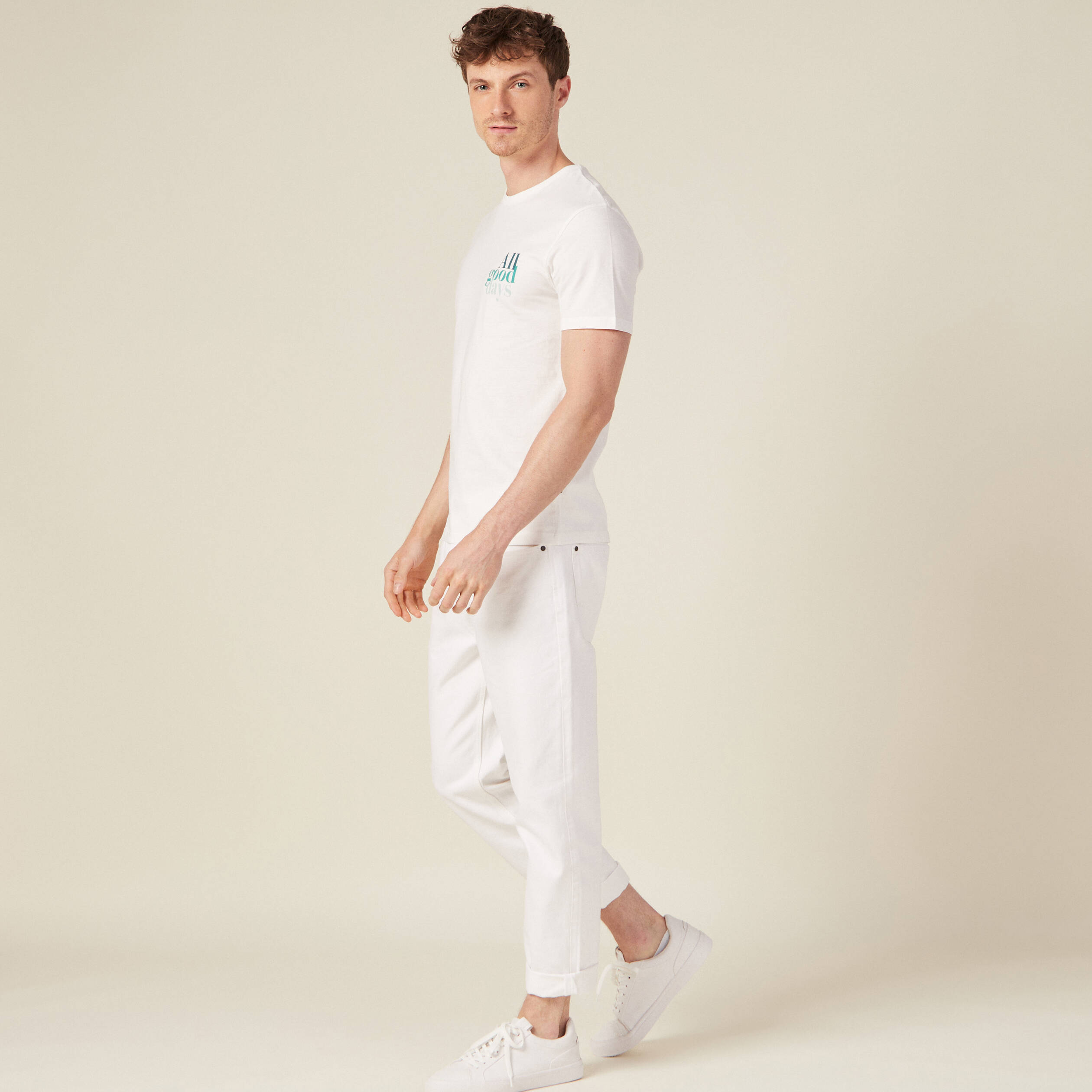 T-shirt manches courtes ecru homme