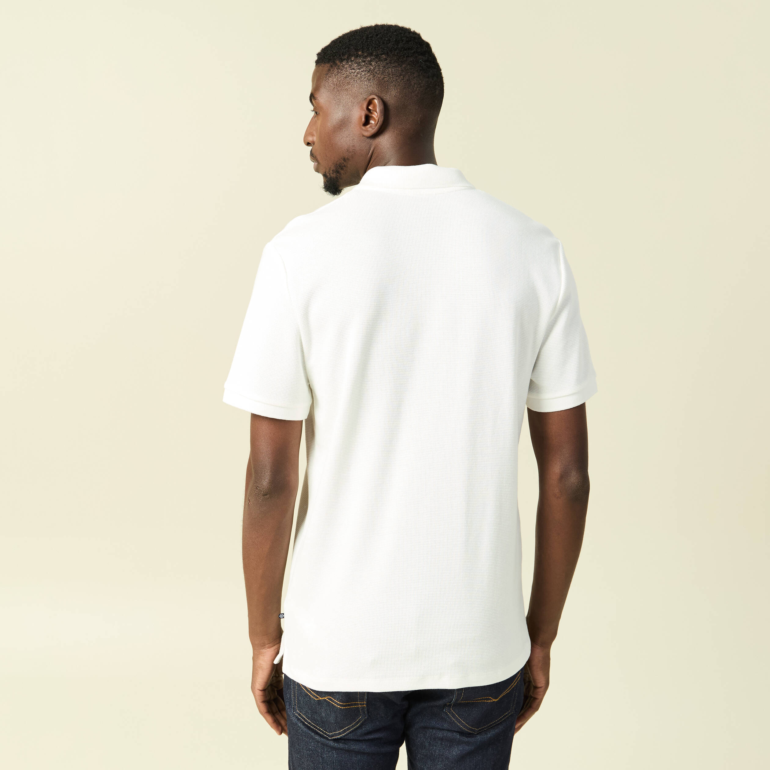 Polo col polo manches courtes en coton ecru homme