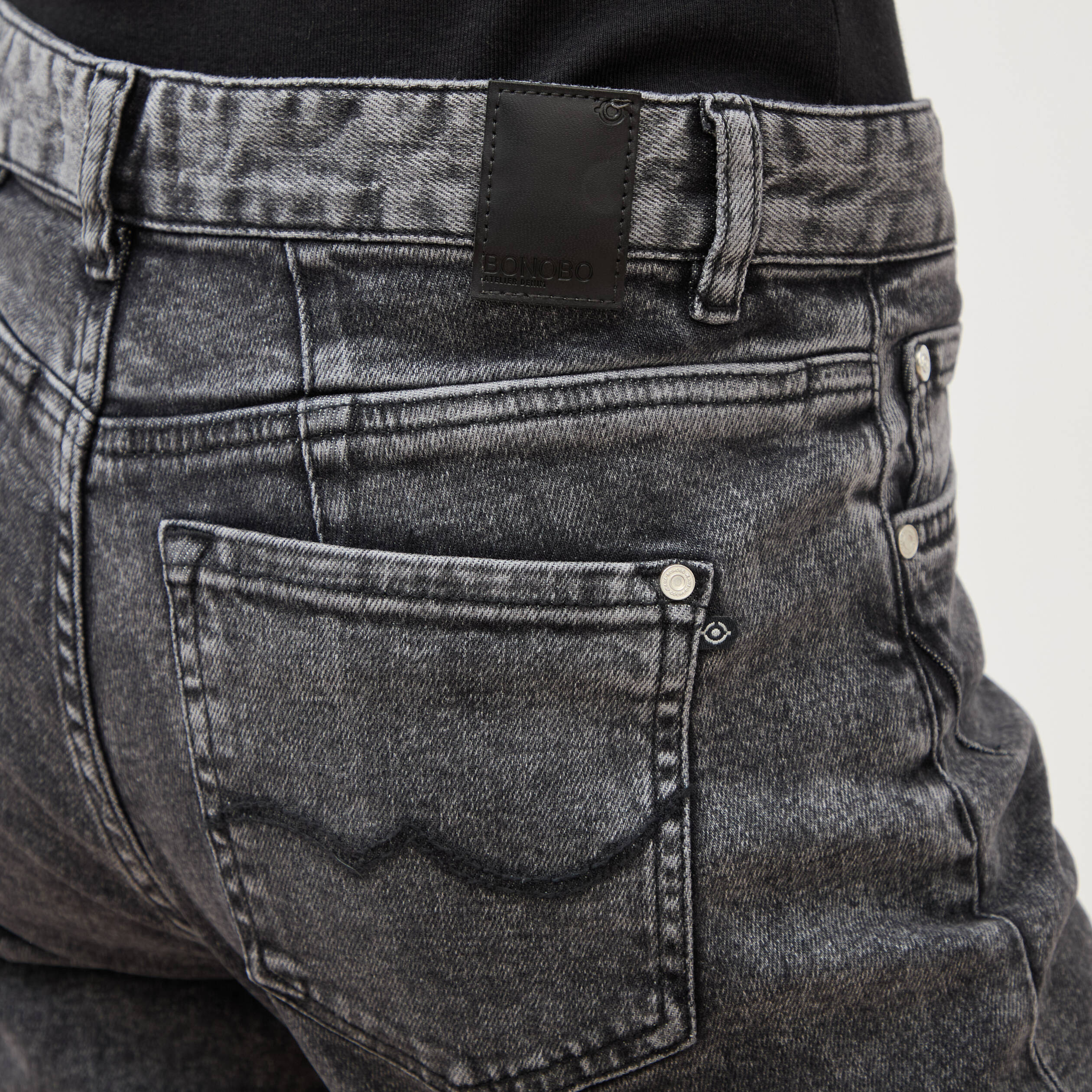 Jeans girlfriend 5 poches denim snow gris femme