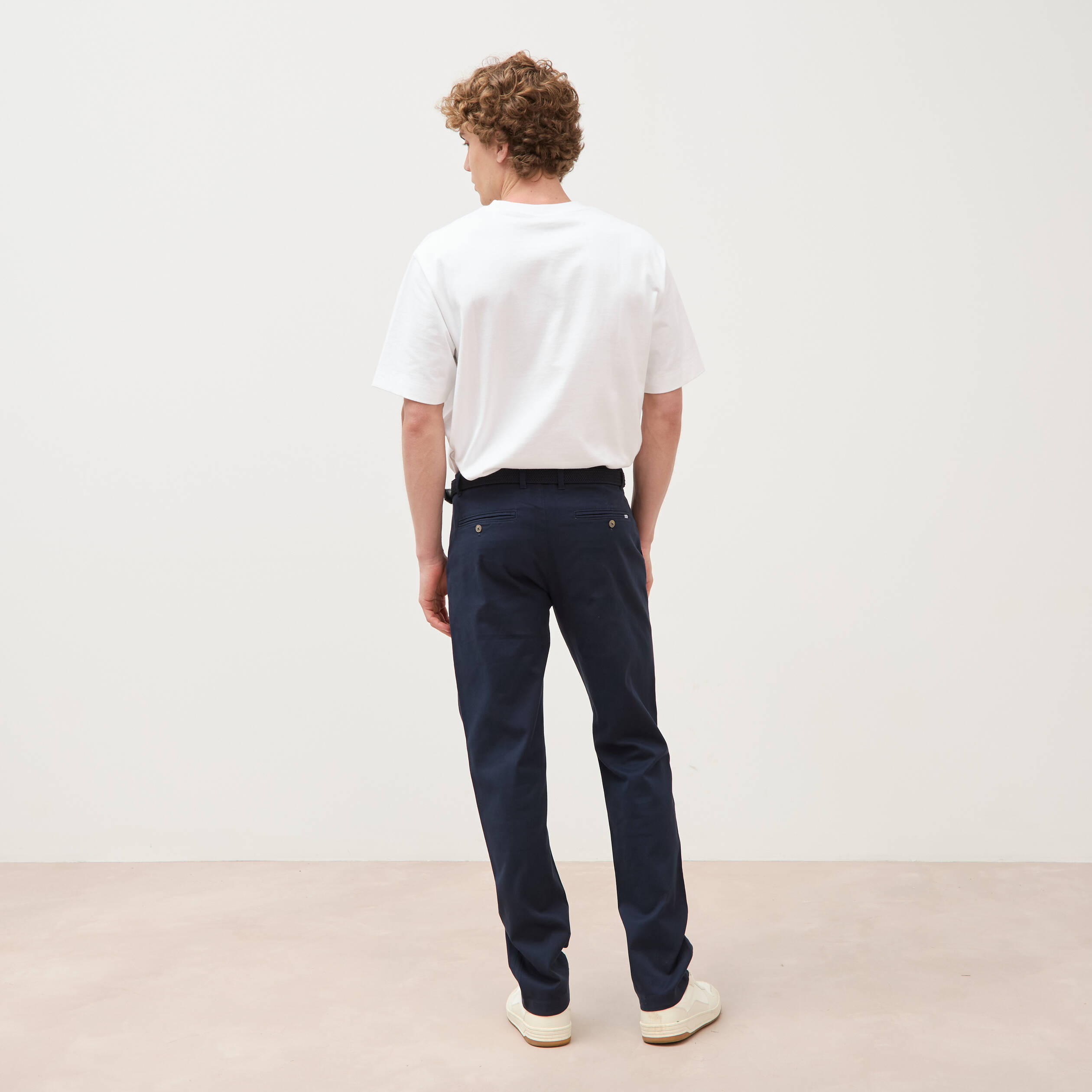 Pantalon straight longueur 32 ceinture bleu marine homme