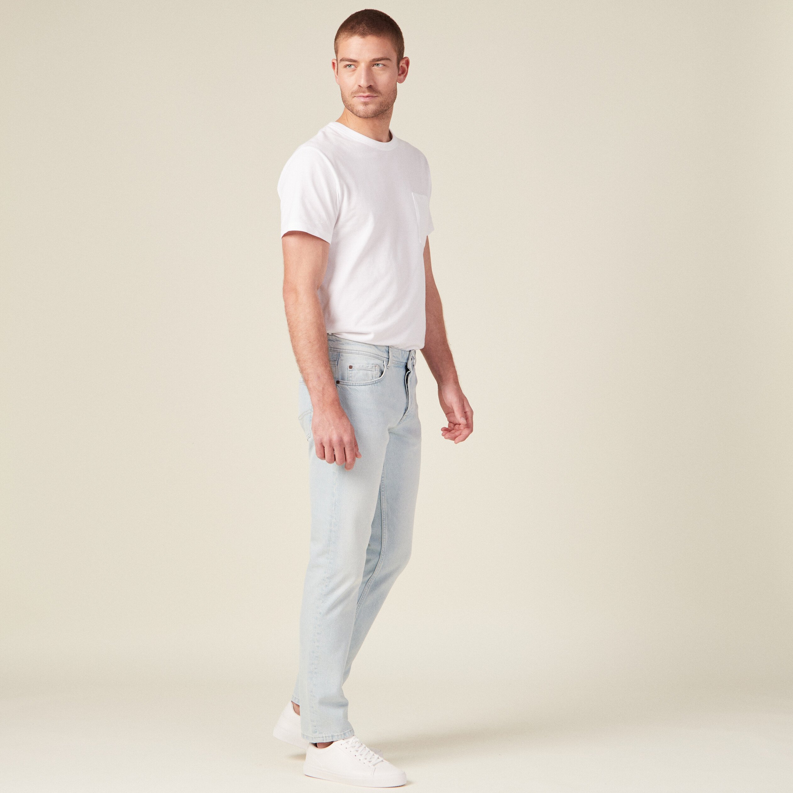 jeans straight 5 poches denim bleach homme Jeans straight 5 poches denim bleach homme