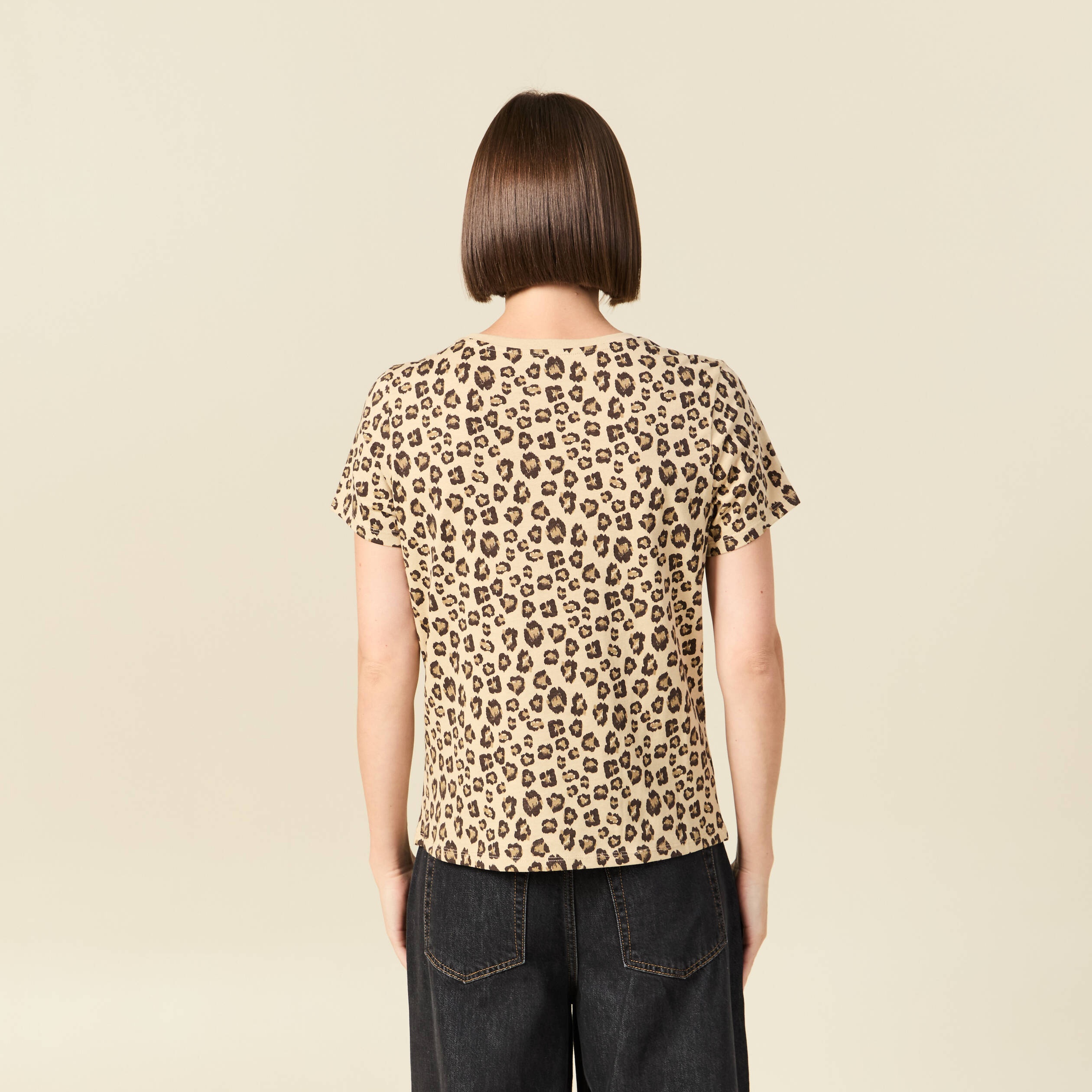 T-shirt manches courtes beige moyen femme