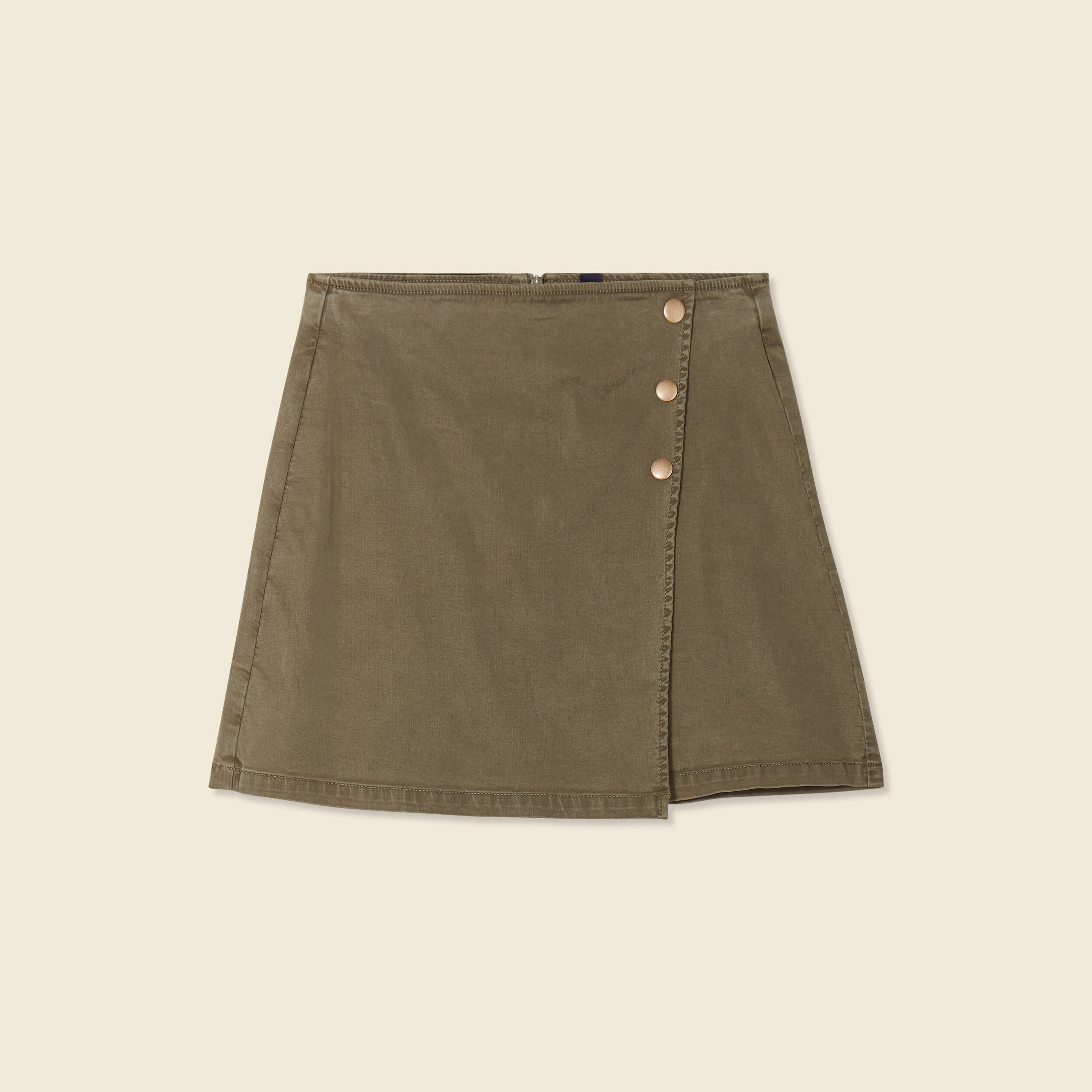 jupe chino trapeze vert kaki femme Jupe chino trapèze vert kaki femme