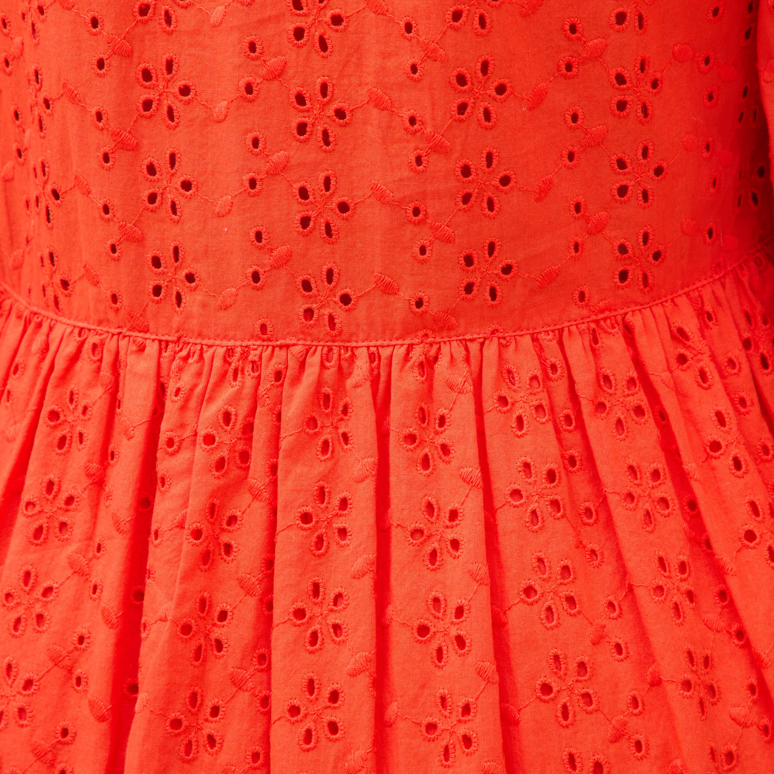 Robe droite courte col v manches 3/4 orange fonc&eacute; femme