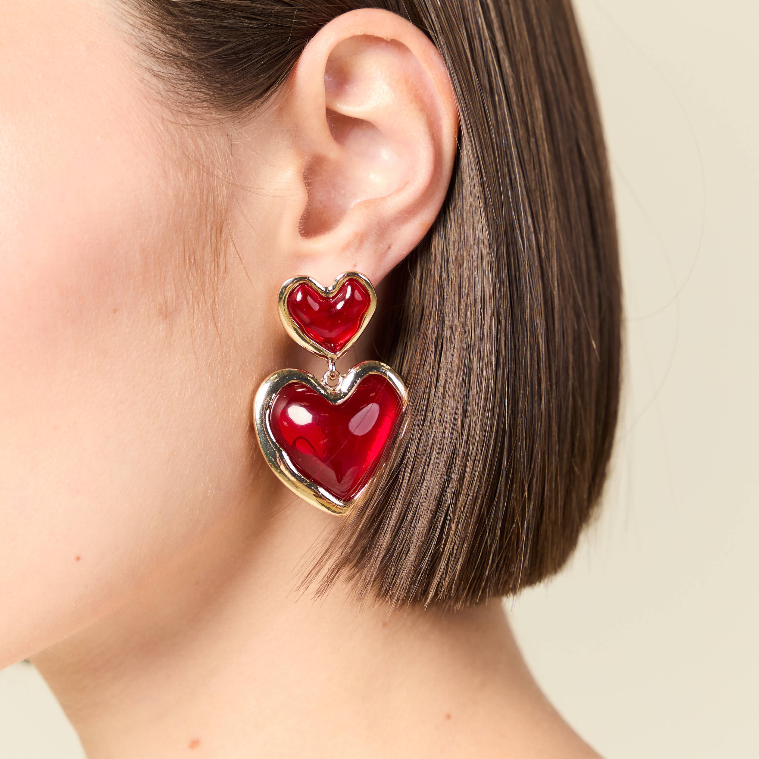 Boucles d'oreilles bordeaux femme