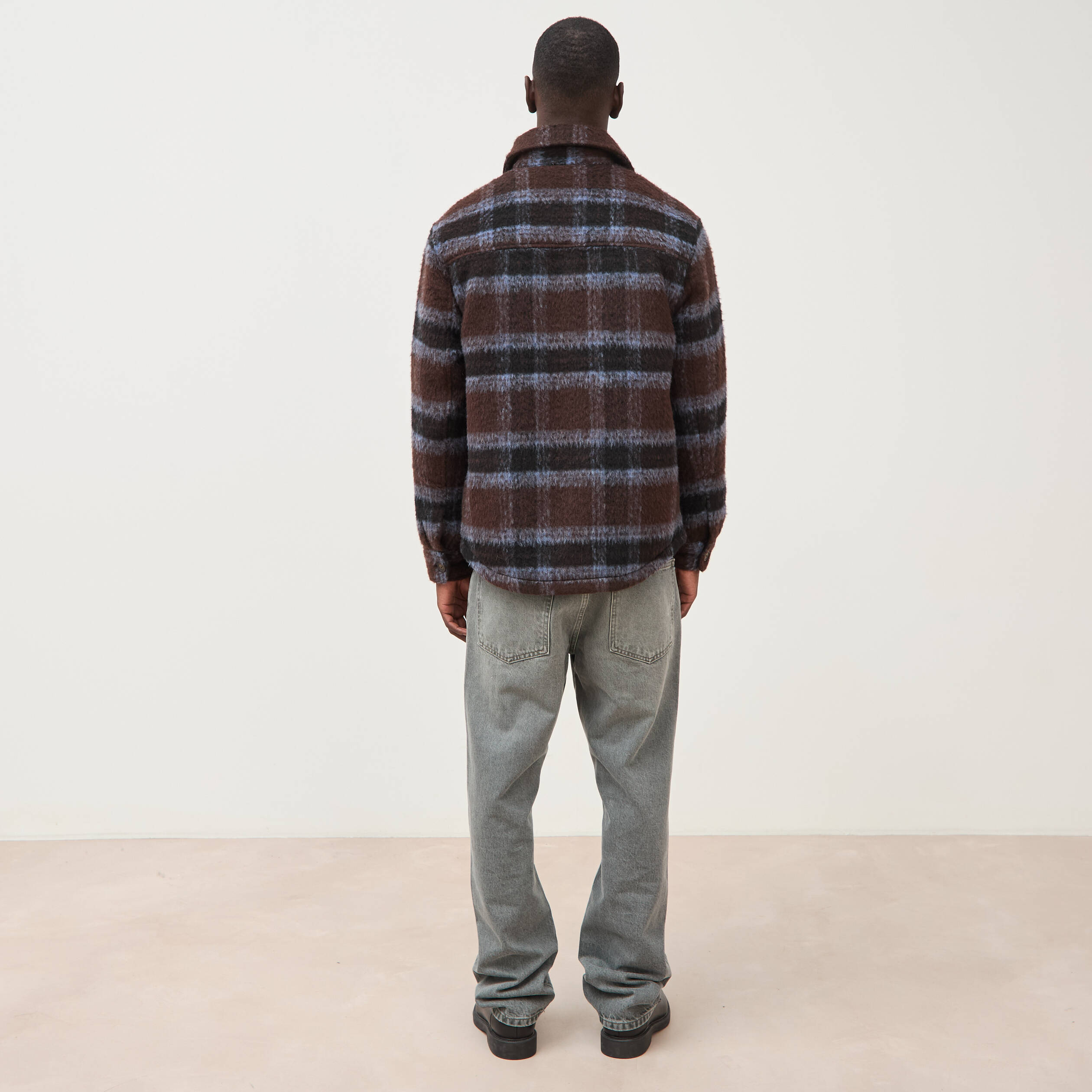 Surchemise oversize manches longues marron homme