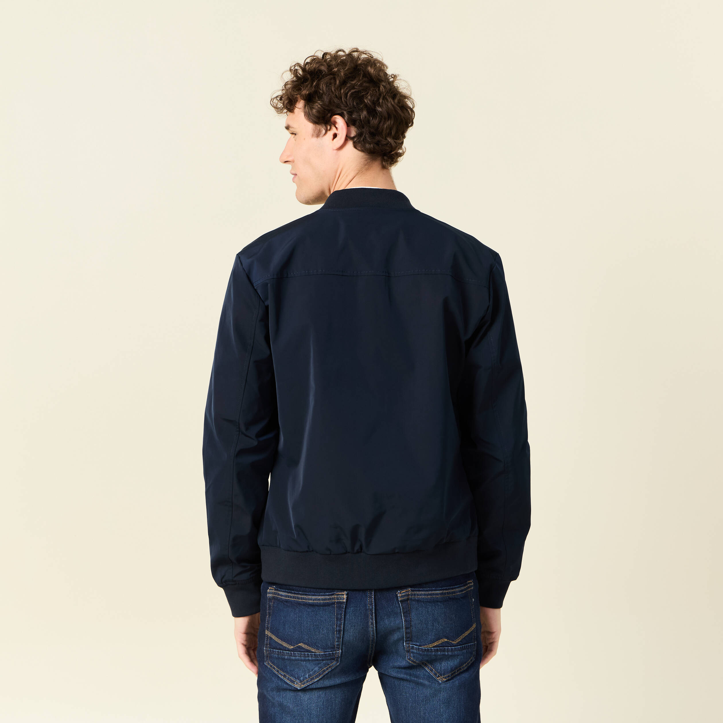 Blouson teddy éco-responsable bleu marine homme