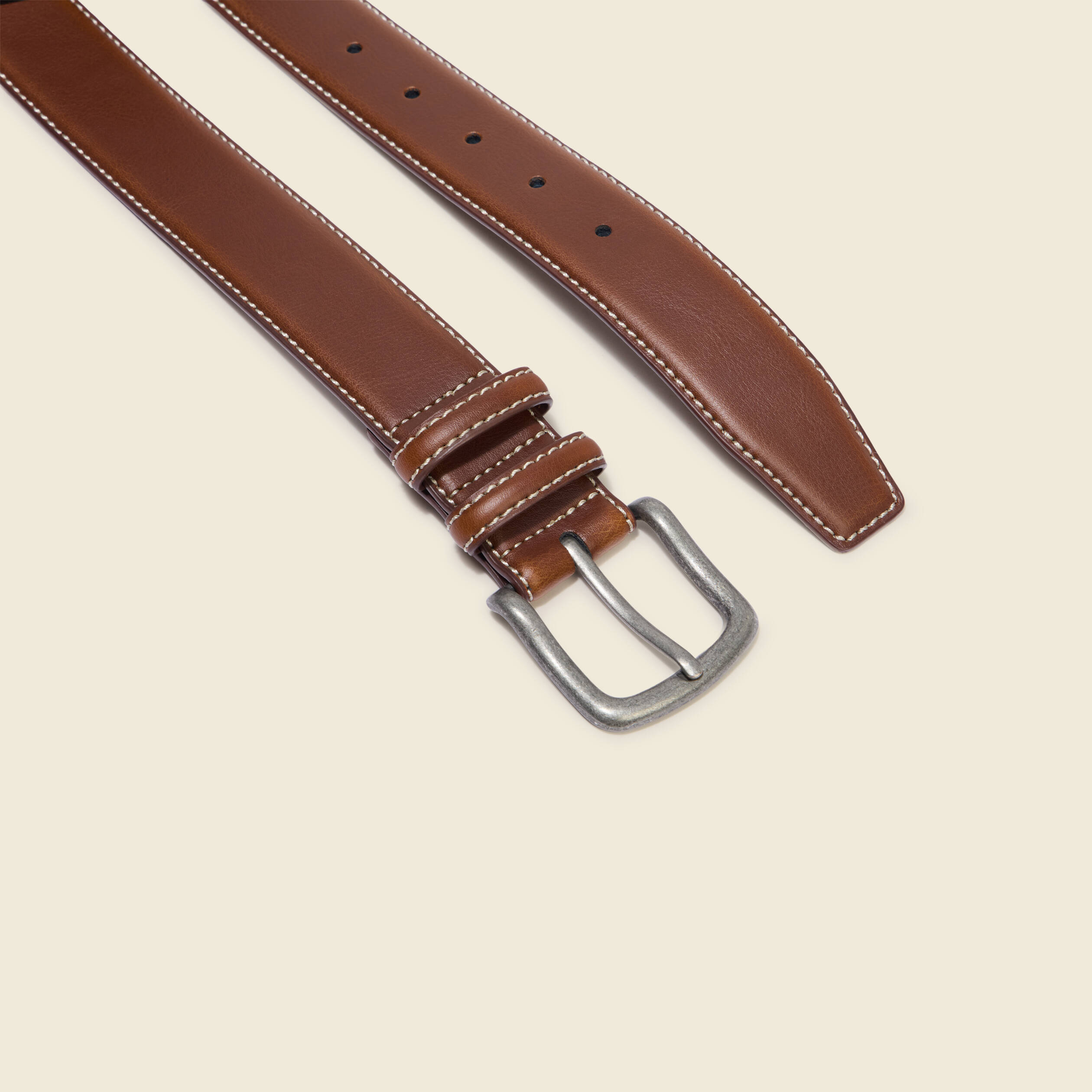 Ceinture large en cuir marron homme