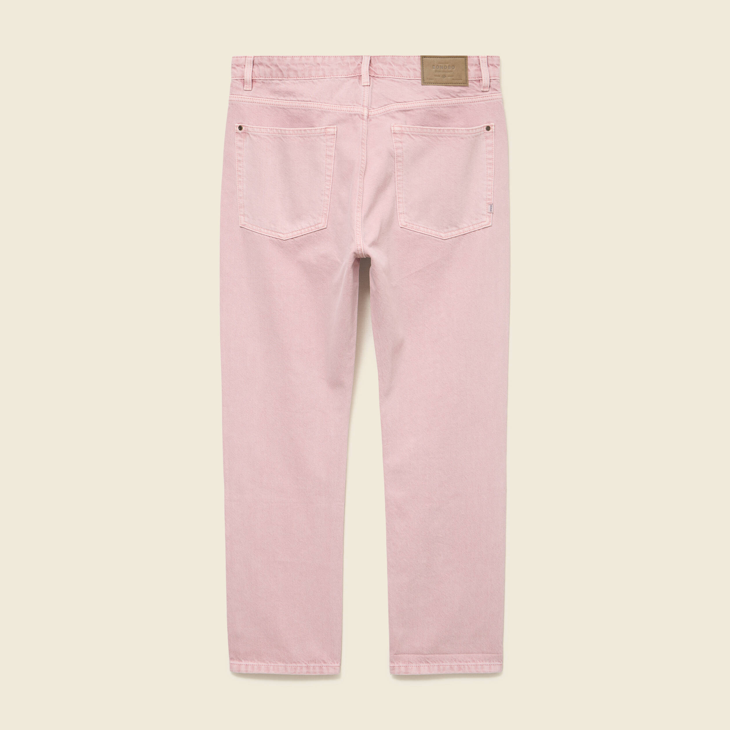 Jeans straight longueur 32 en coton rose homme
