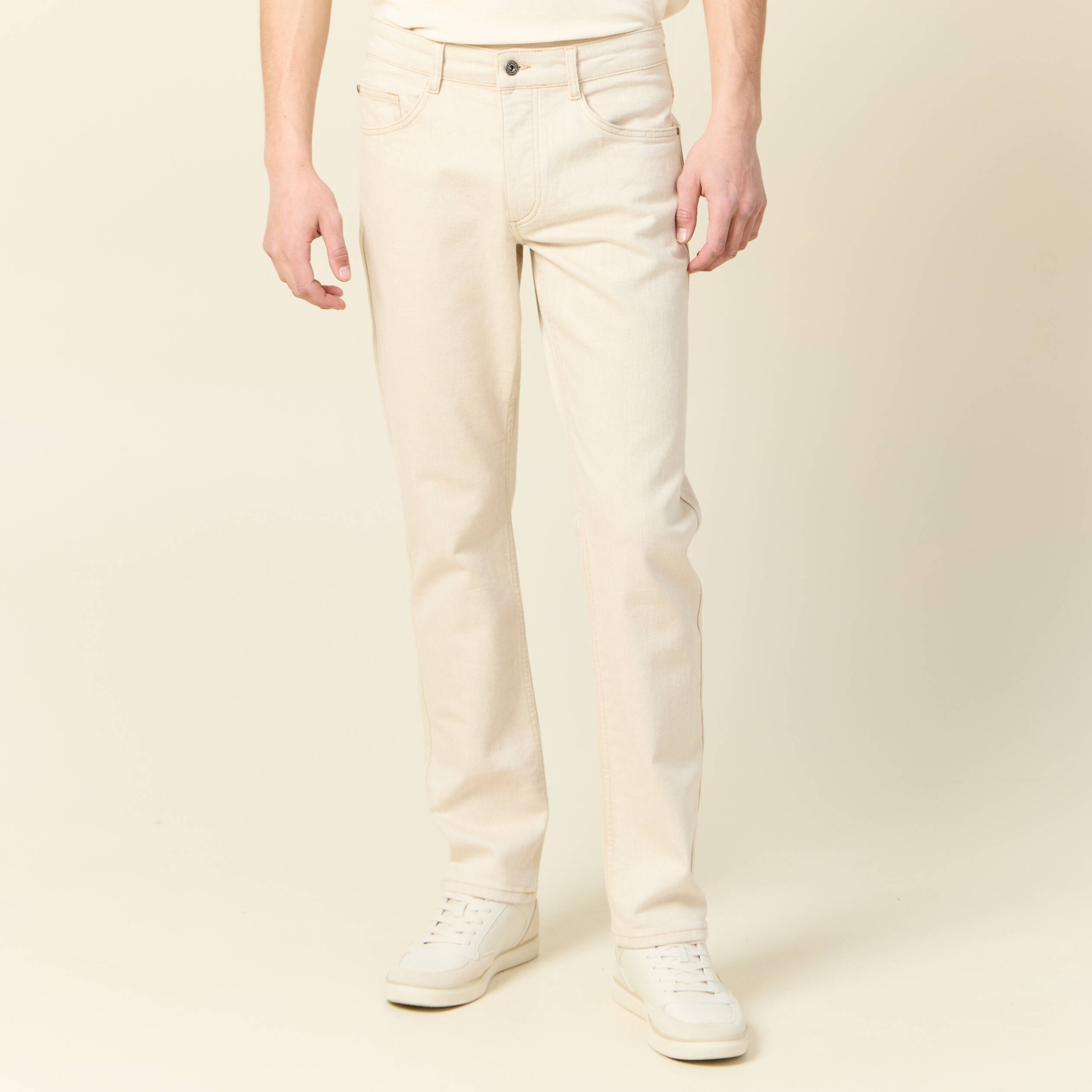 jeans regular 5 poches denim beige homme Jeans regular 5 poches denim beige homme