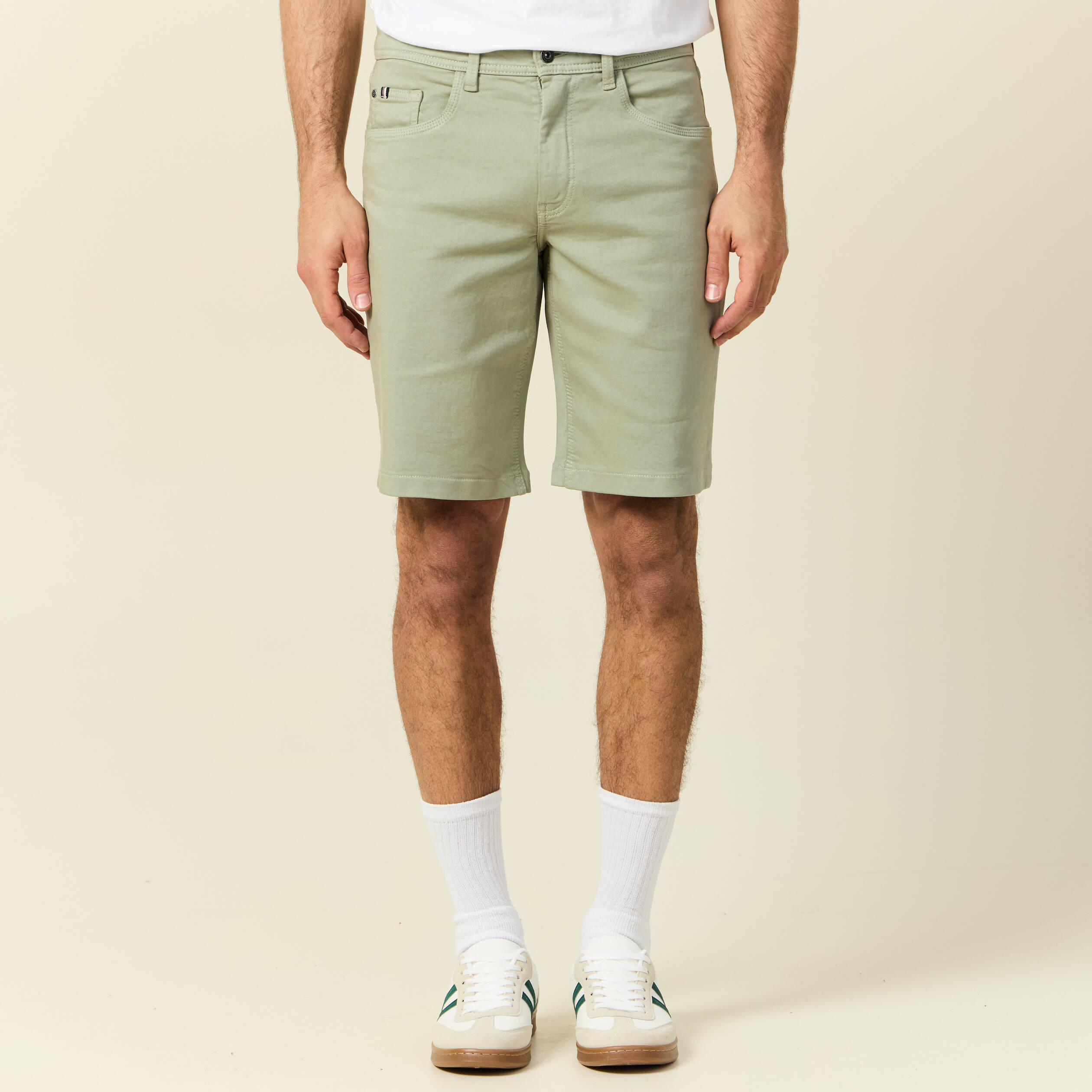 Bermuda droit 5 poches vert olive homme