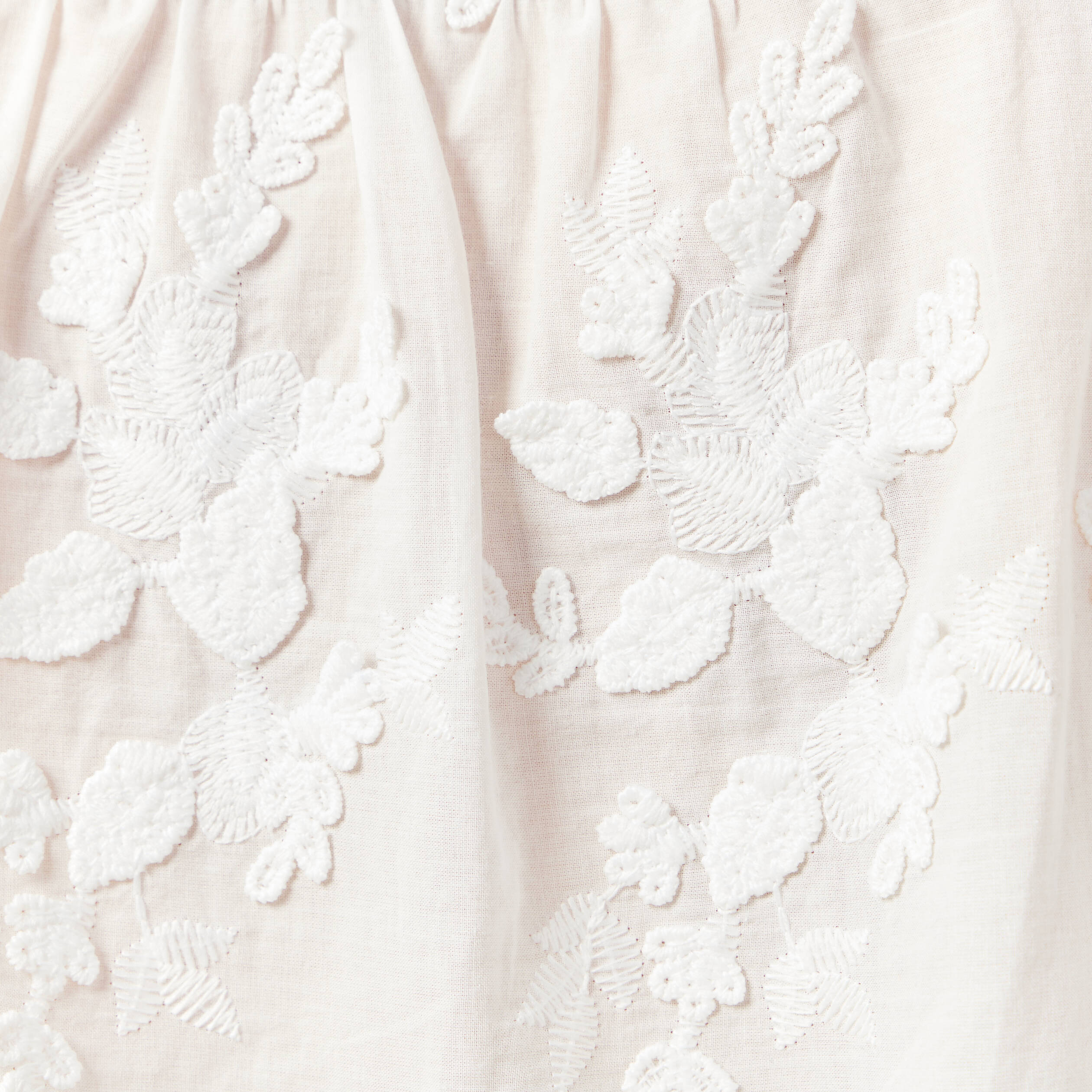 Chemise manches 3/4 brod&eacute;e ecru femme