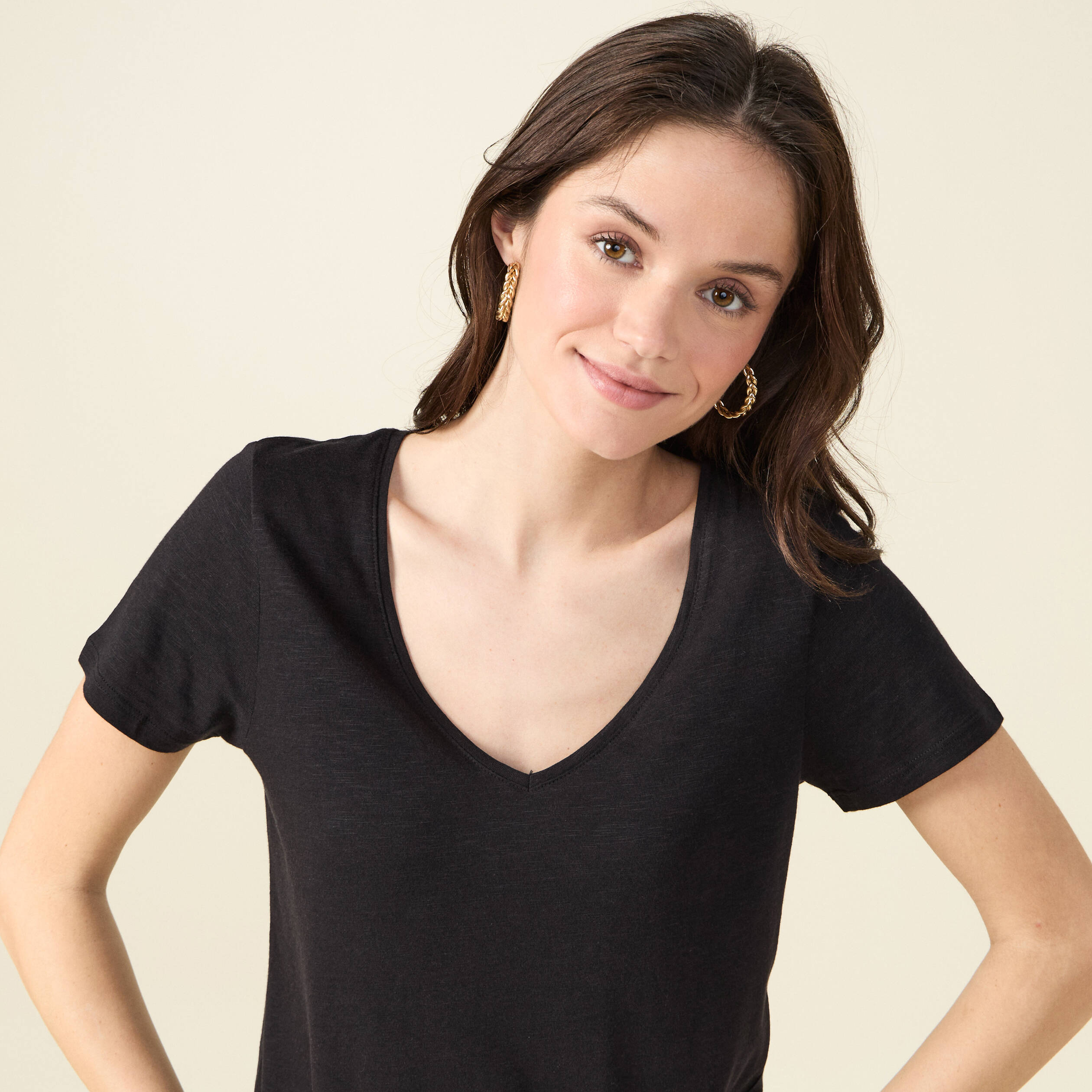 T shirt manches courtes noir femme Vibs