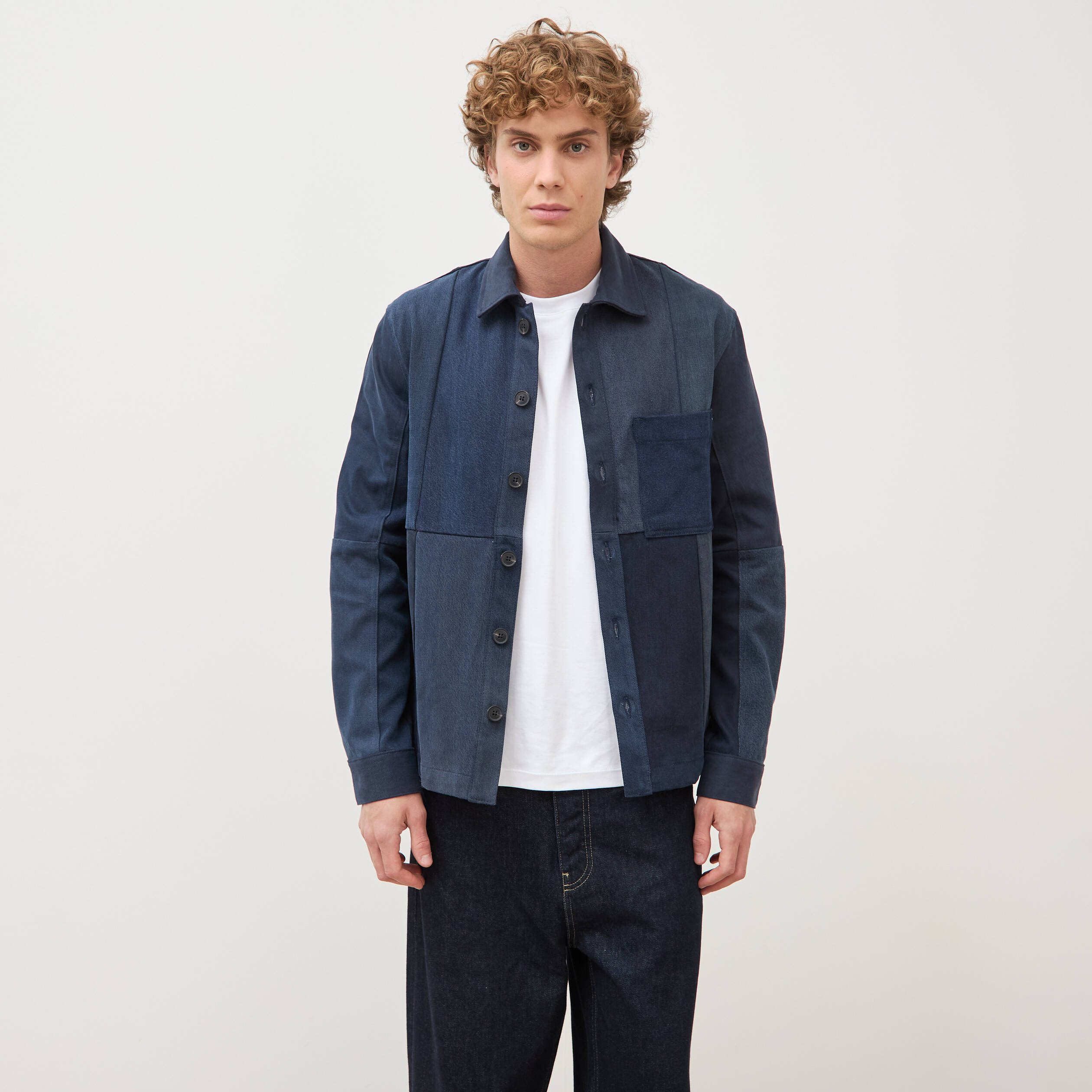 Surchemise droite manches longues denim brut homme